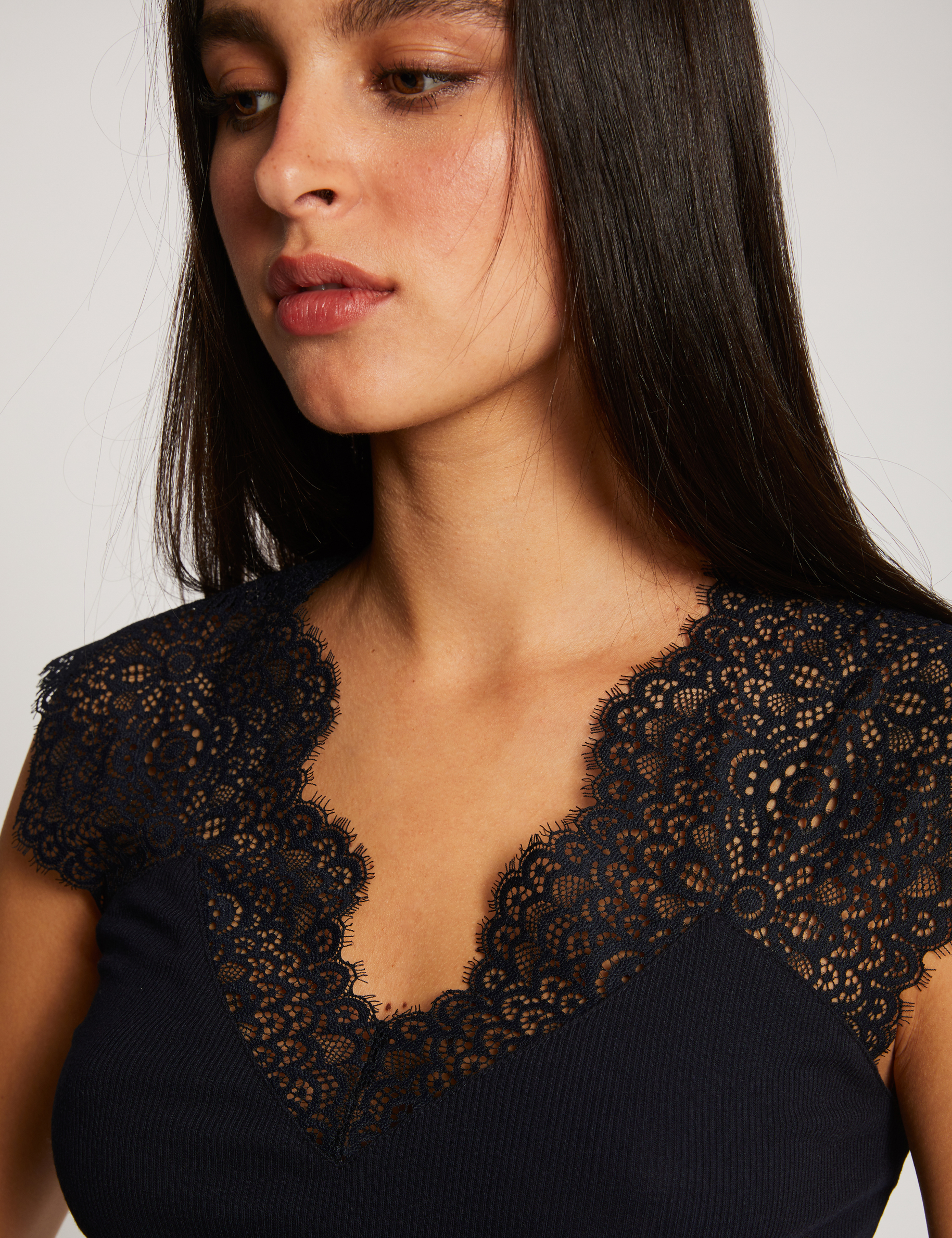 Tanktop met brede kanten bandjes marine vrouw