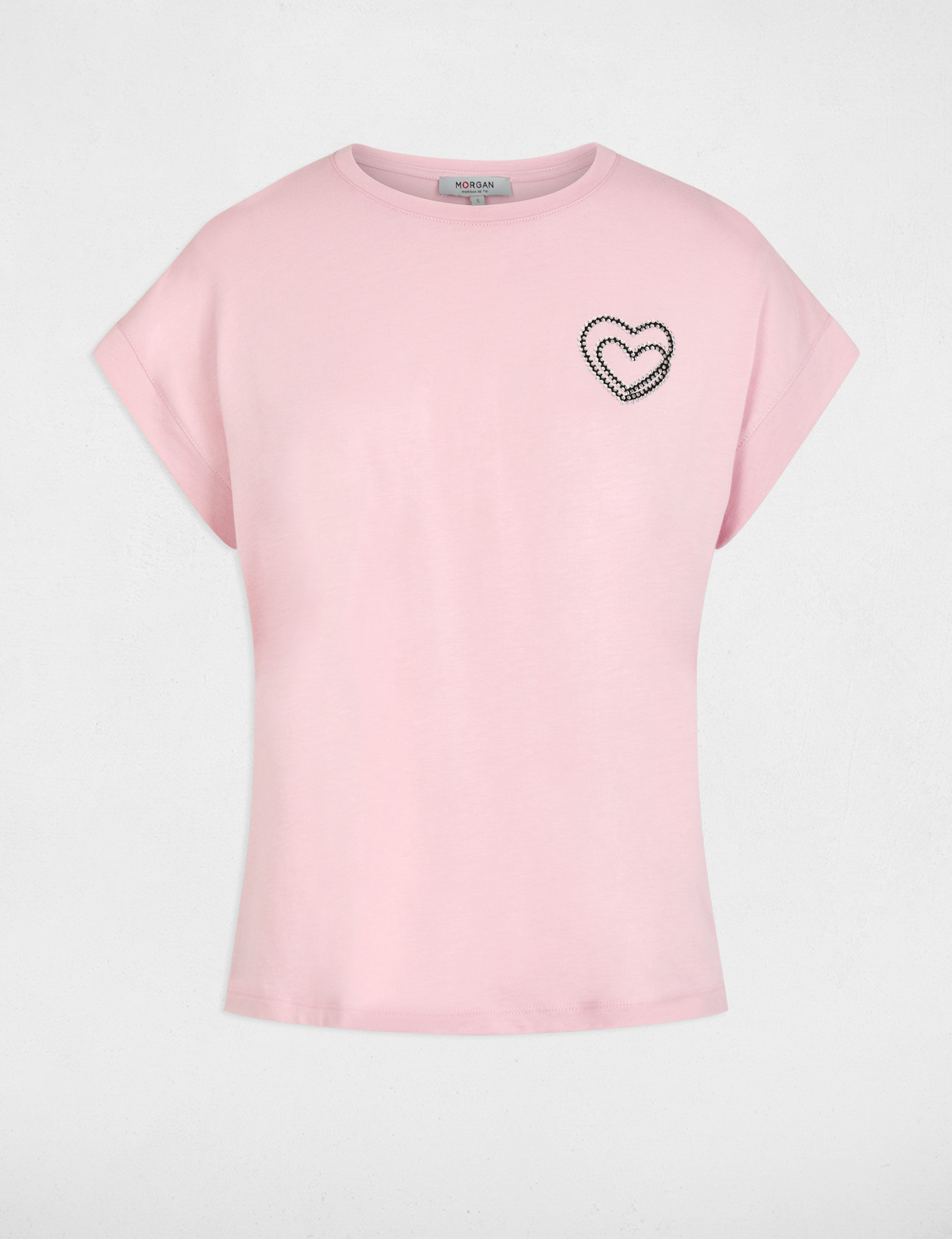 T-shirt met korte mouwen roze vrouw