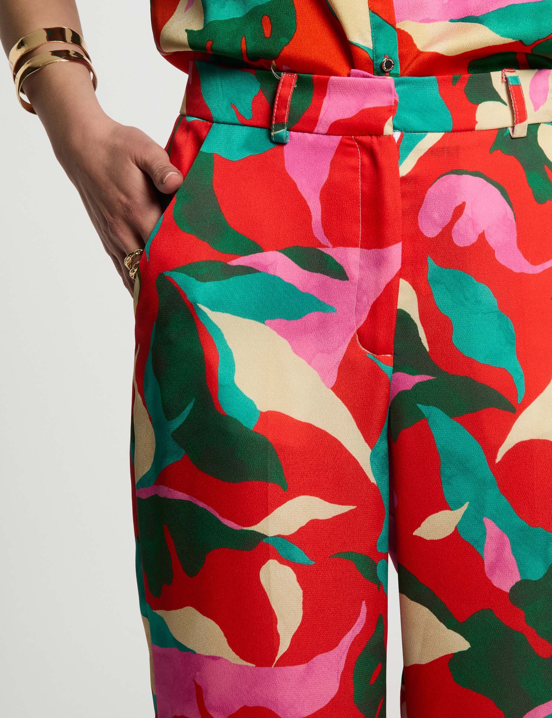 pantalon droit imprime multicolore femme Pantalon droit imprimé multicolore femme