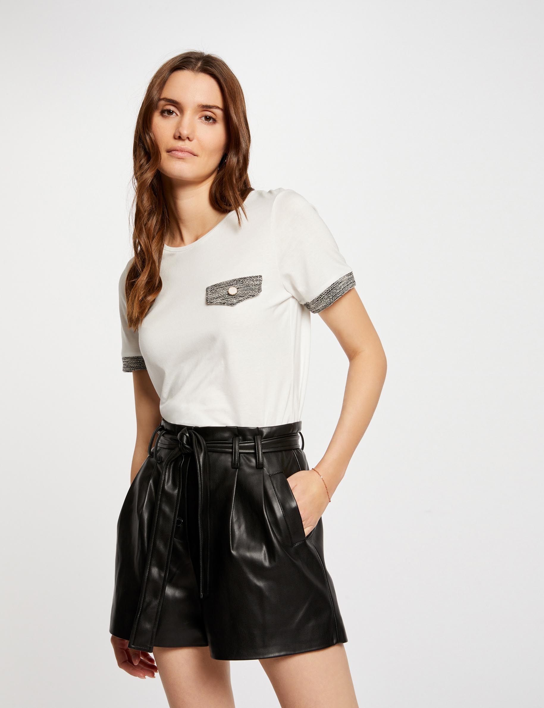short paperbag simili cuir noir femme Short paperbag simili cuir noir femme