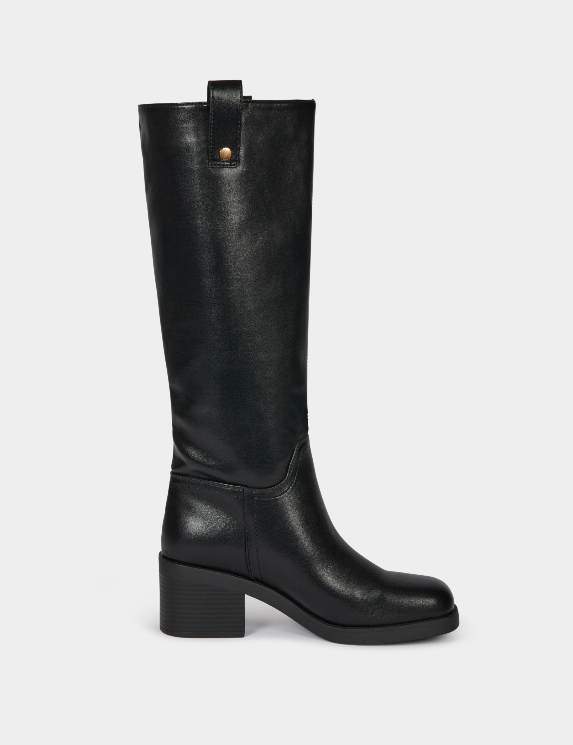 Botte à talon similicuir noir femme