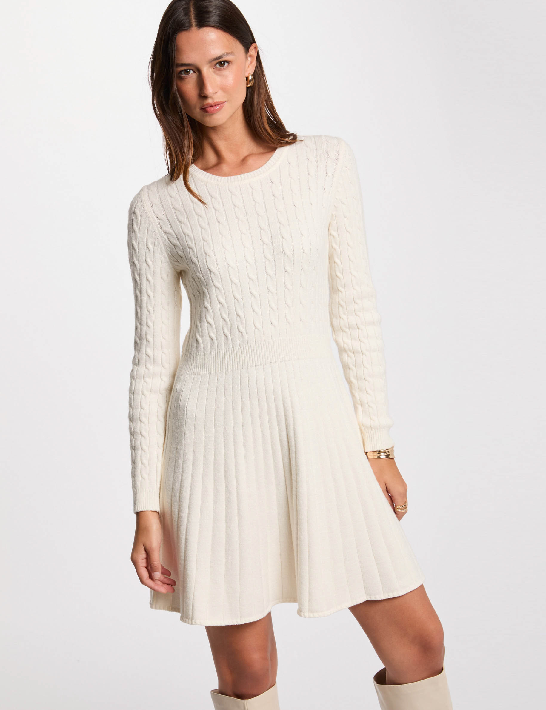 robe tricot courte patineuse ivoire femme Robe tricot courte patineuse ivoire femme