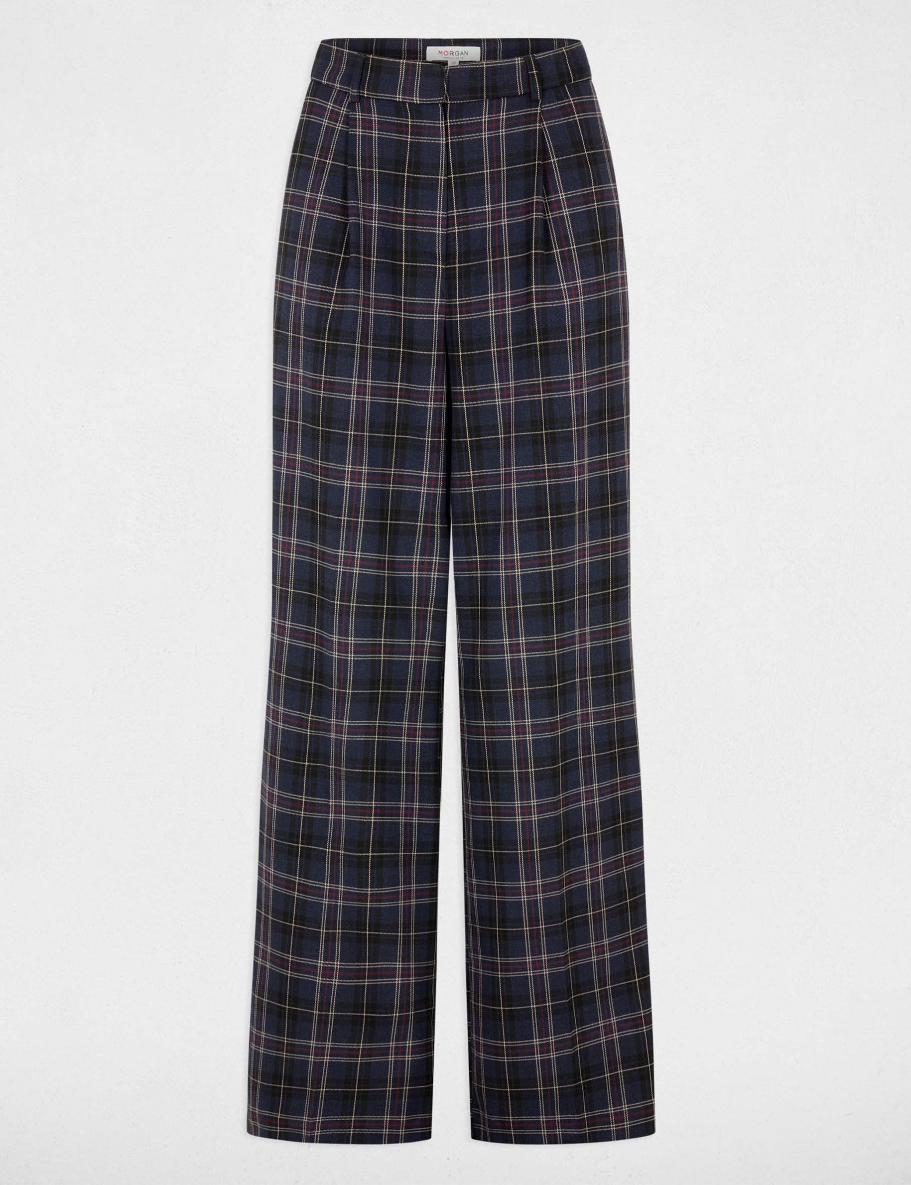 Pantalon large taille haute multicolore femme