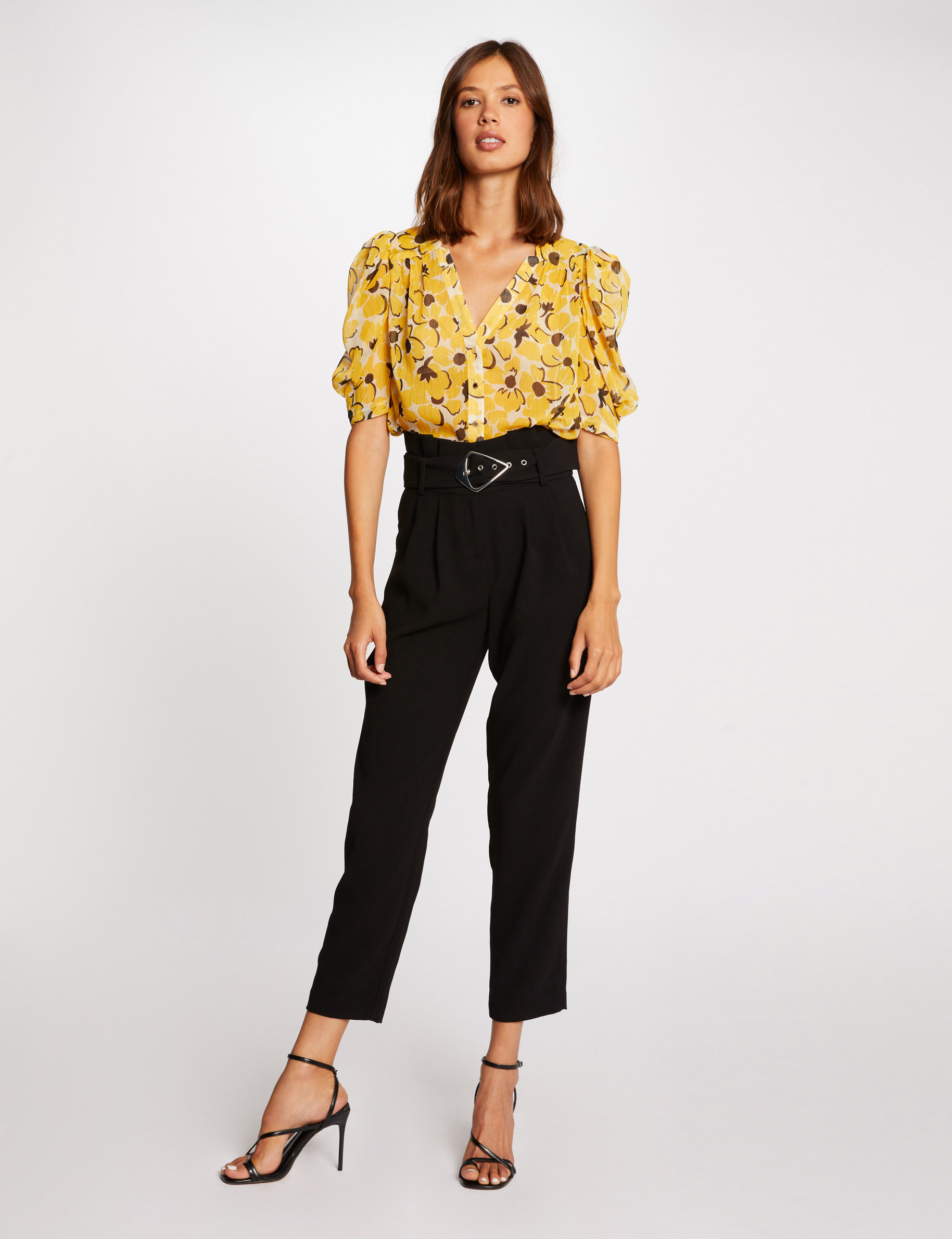 78 paperbag broek zwart vrouw 7/8 paperbag broek zwart vrouw