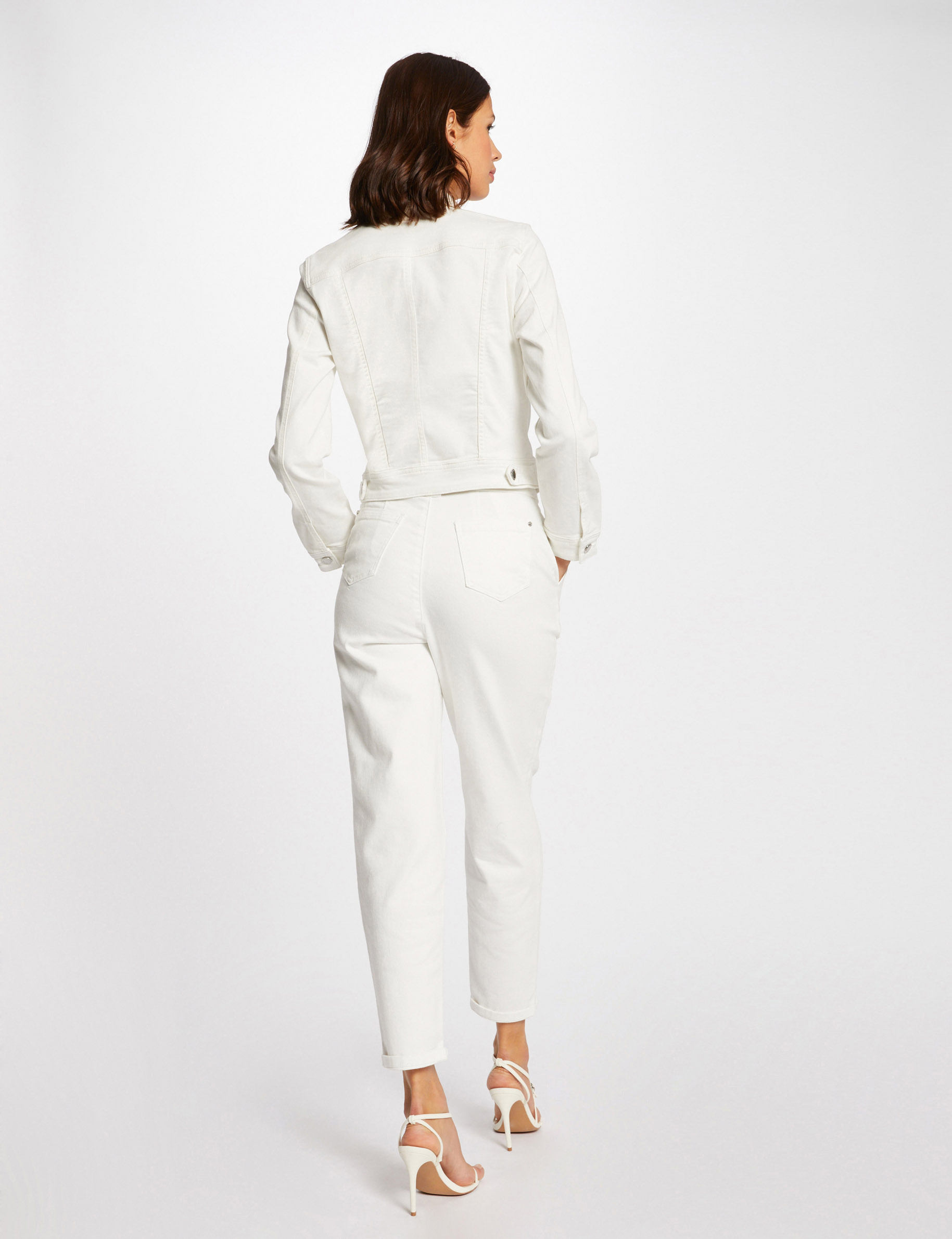 recht jeansjack met knopen ivoor vrouw Recht jeansjack met knopen ivoor vrouw