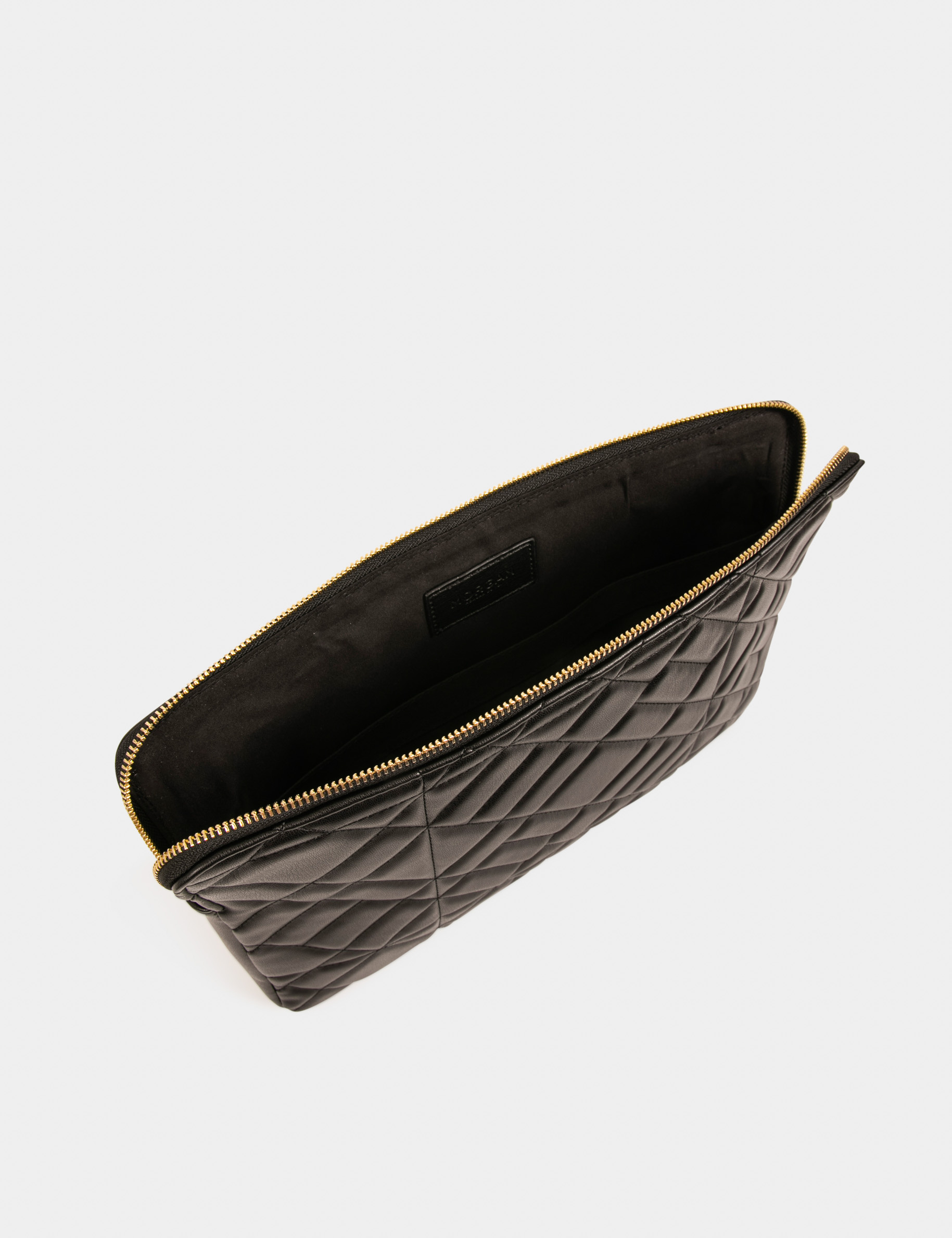 Pochette ordinateur matelass&eacute;e noir femme