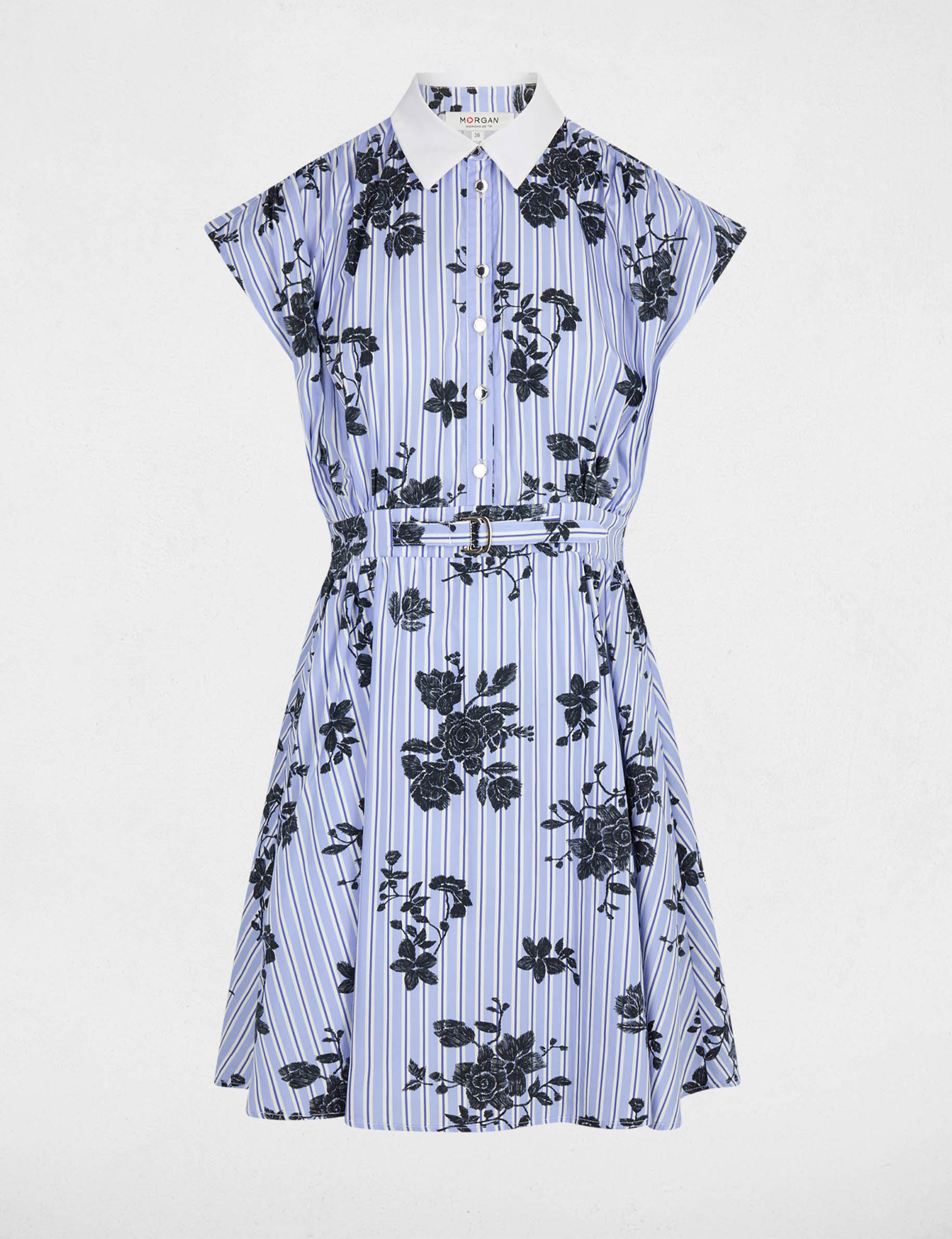 Robe sans manches ceintur&eacute;e multicolore femme