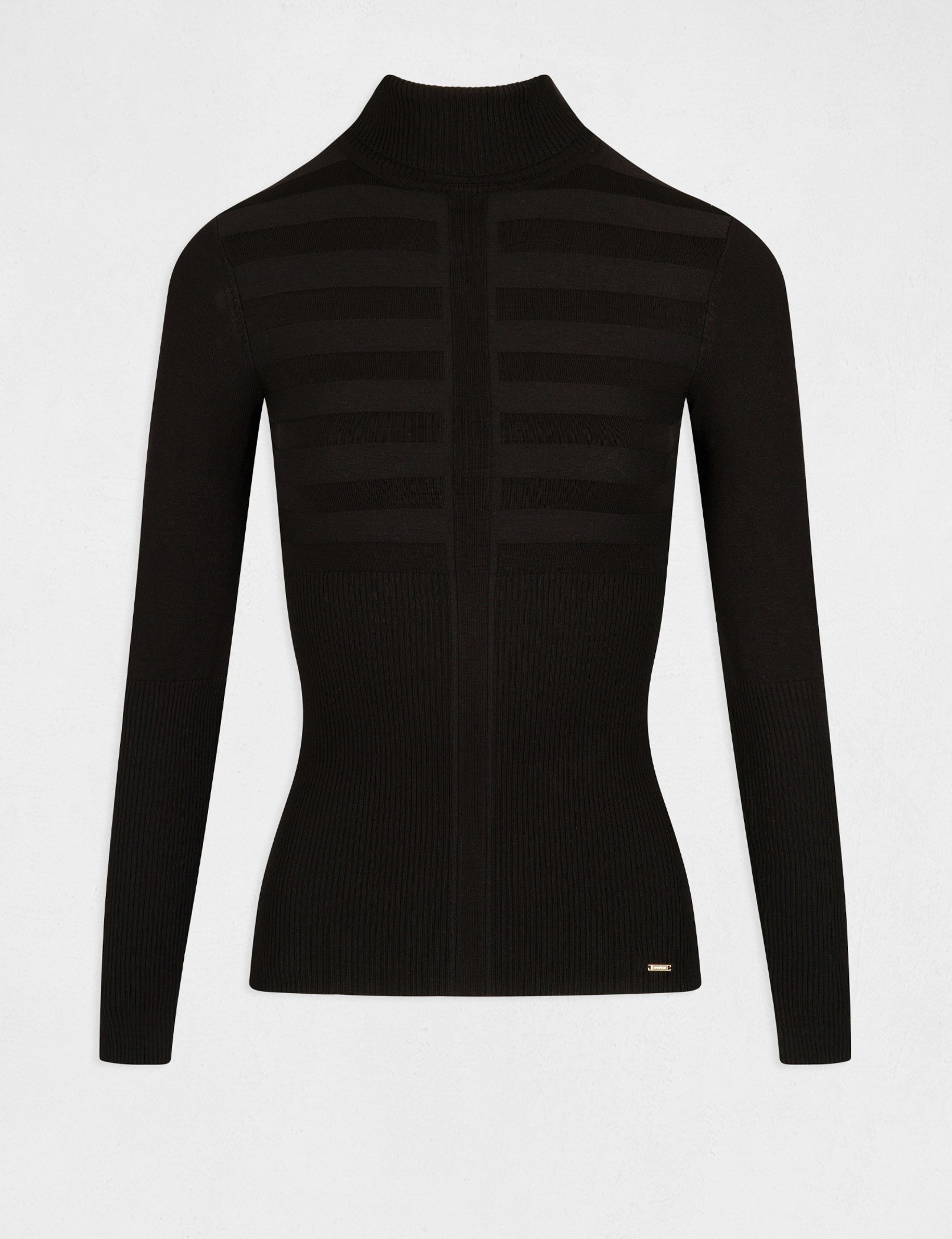 Pull col roulé ajusté noir femme