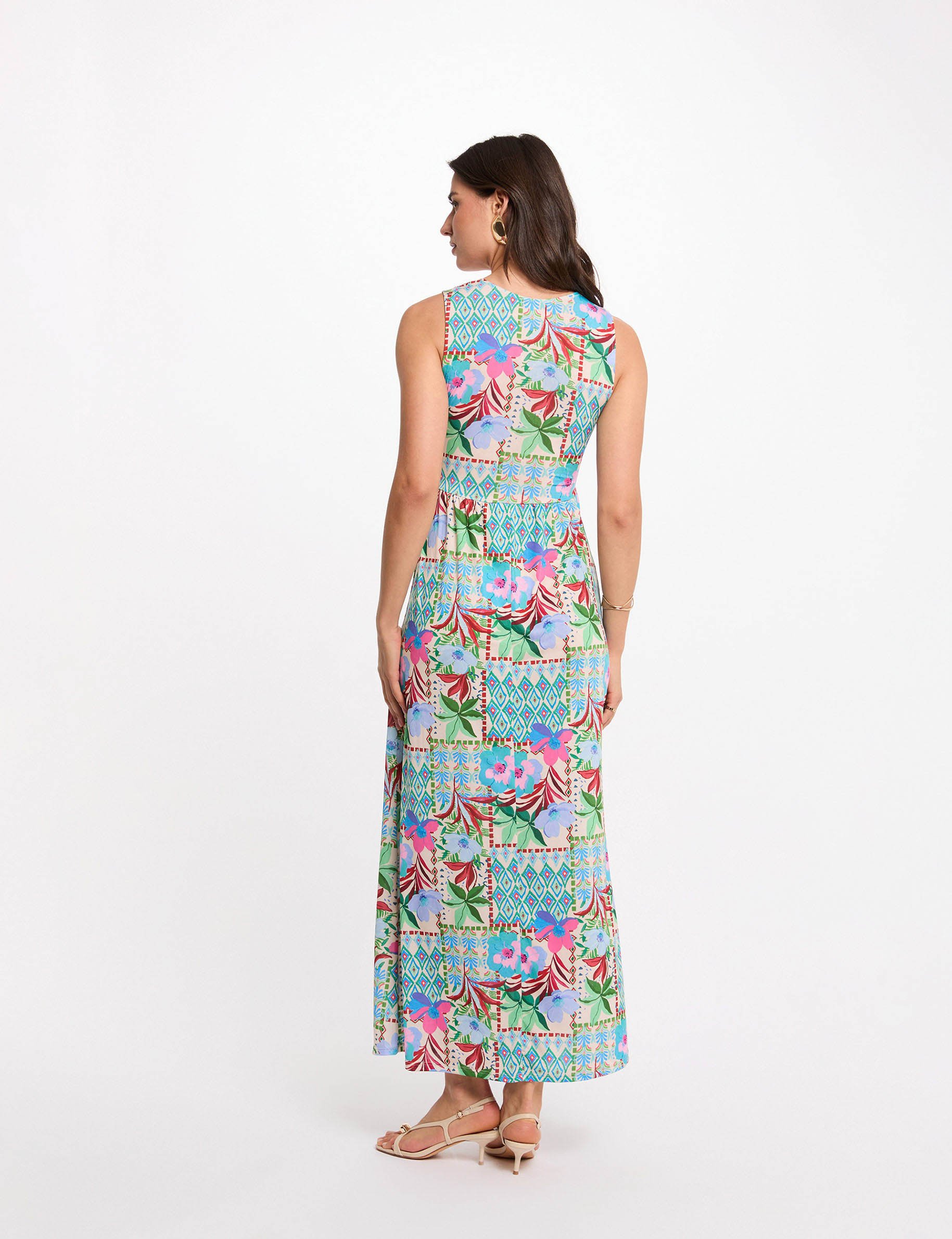 Robe longue d&eacute;collet&eacute; multicolore femme