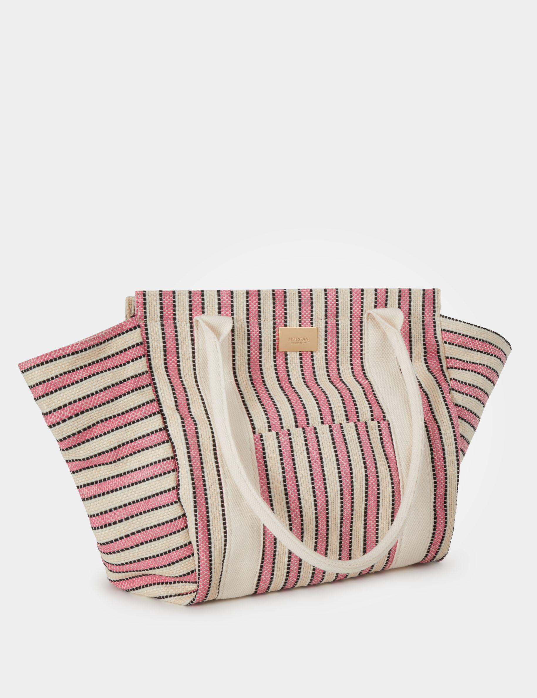 Gestreepte shopper ivoor vrouw