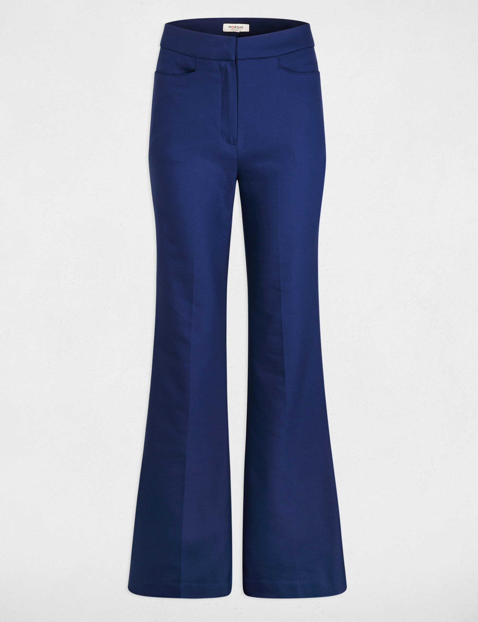 Flare broek met plooien marineblauw vrouw