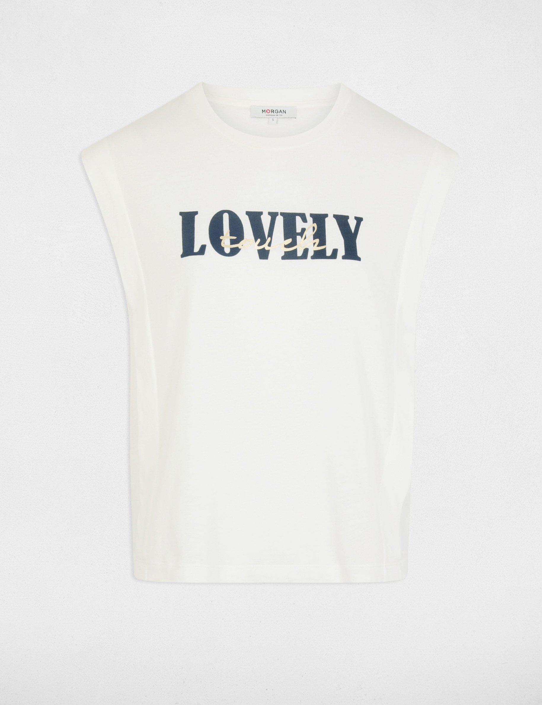 Recht T-shirt met ronde hals helder wit vrouw