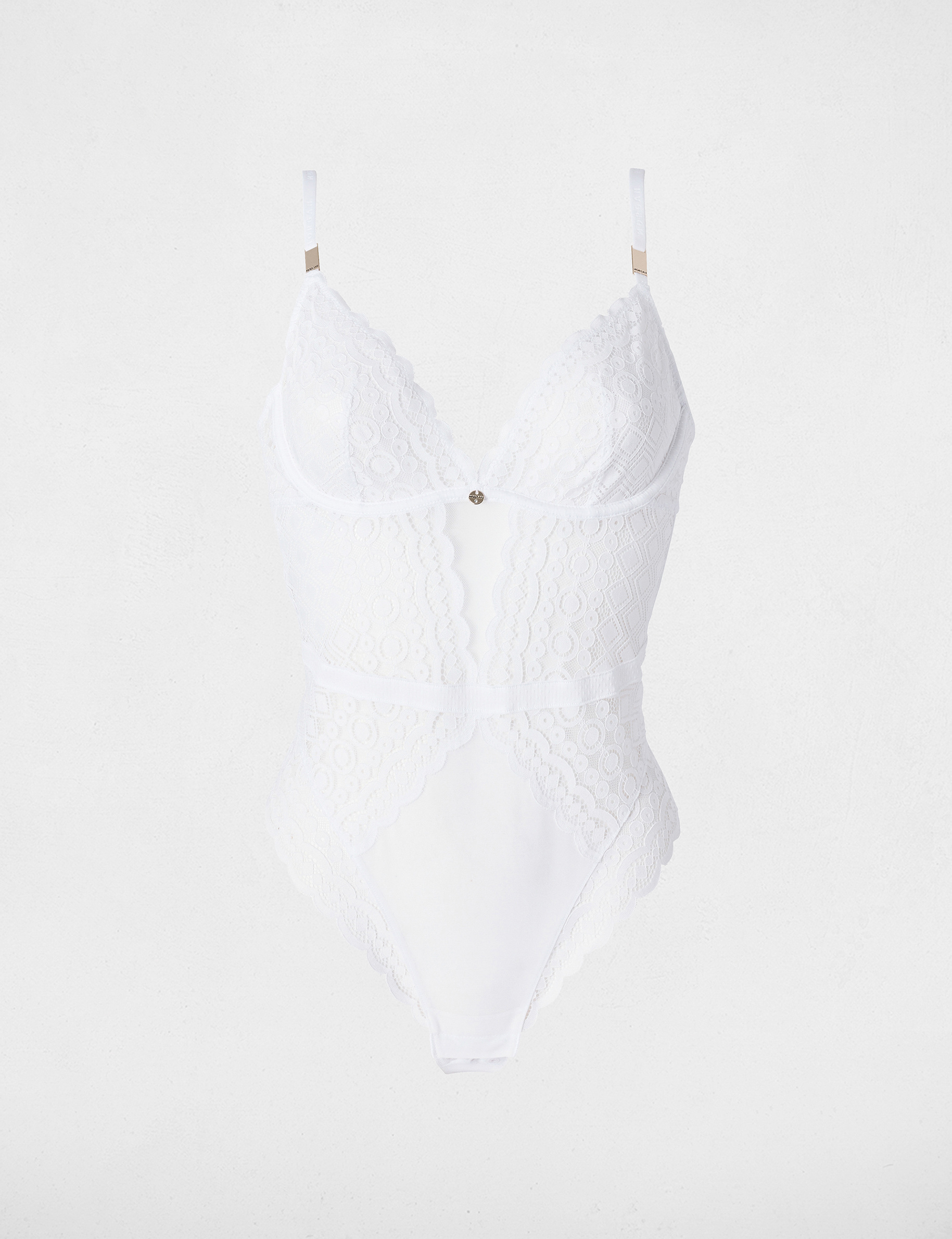 Body dentelle col v blanc femme