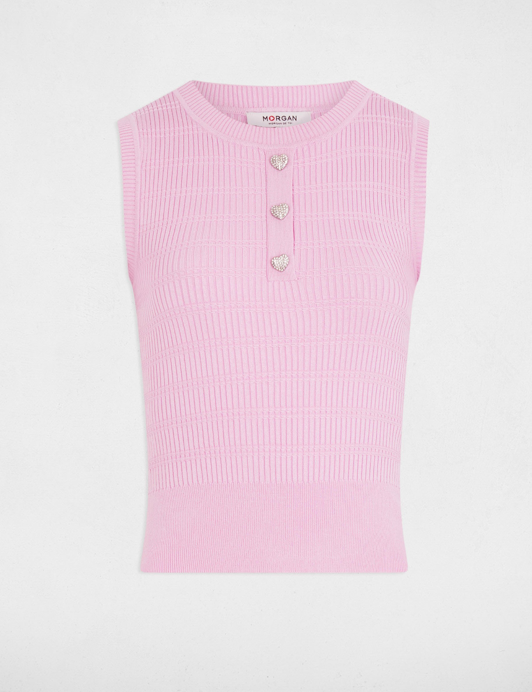 debardeur maille sans manches rose pastel femme Débardeur maille sans manches rose pastel femme