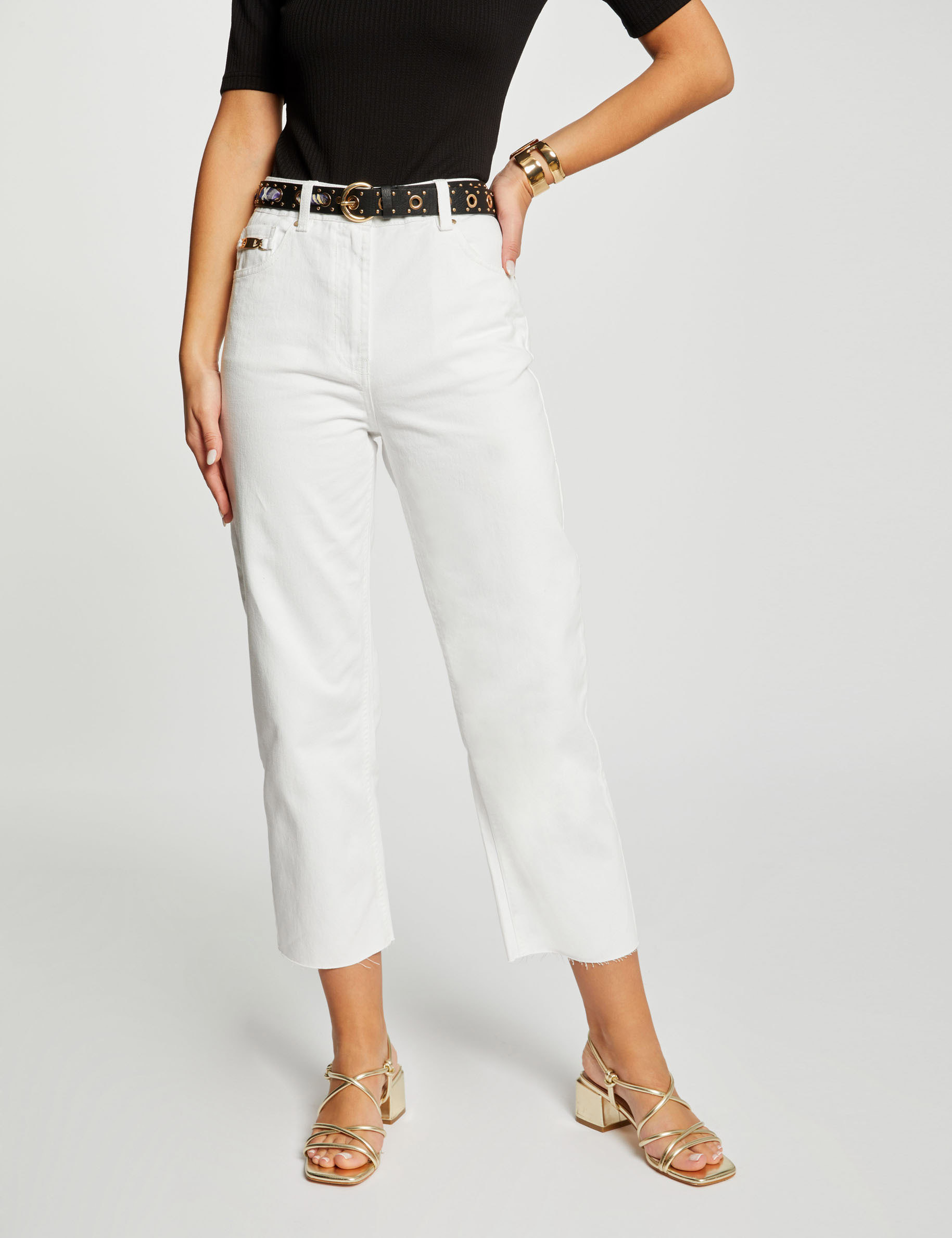 jeans droit 78eme ecru femme Jeans droit 7/8ème ecru femme
