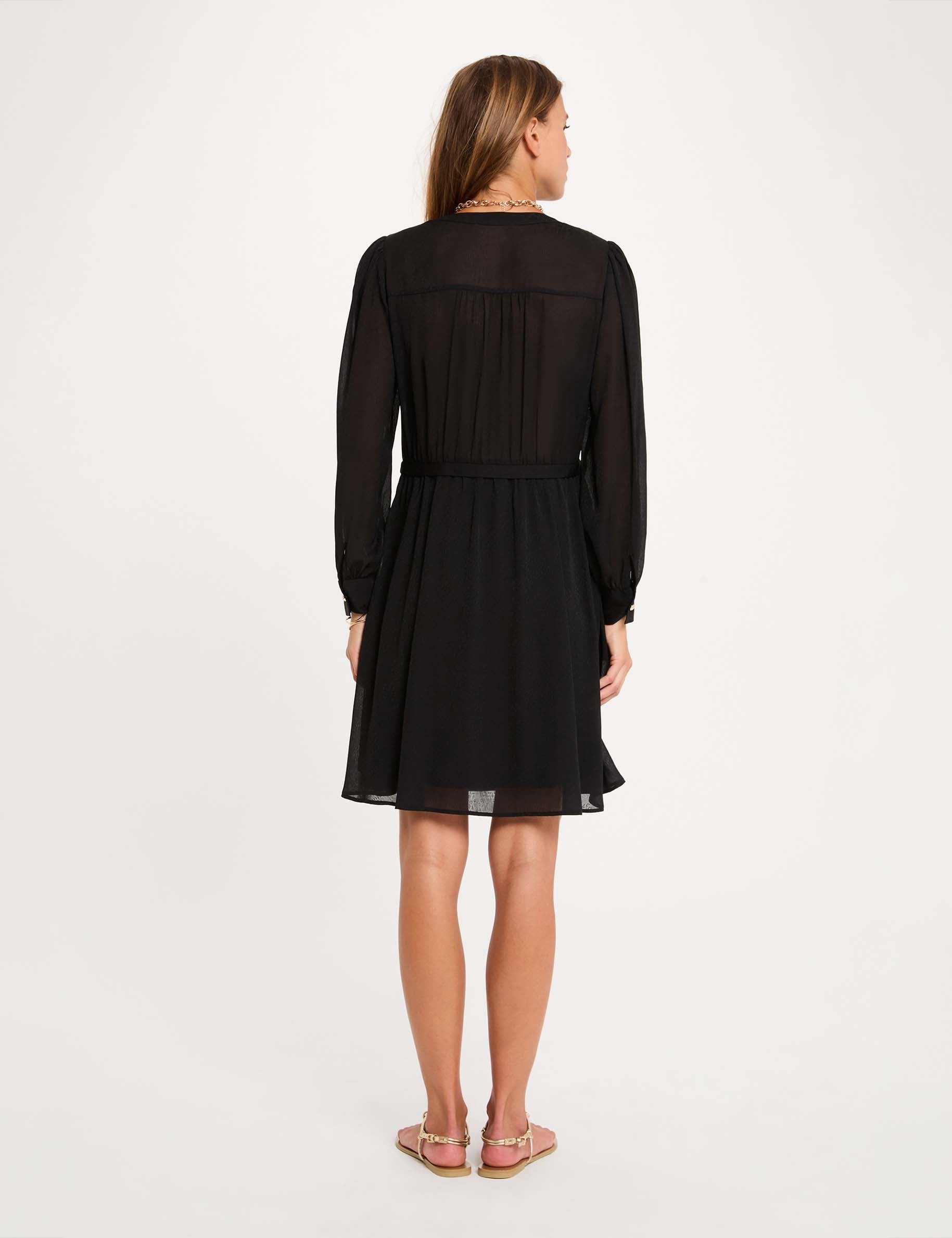 Korte jacquard jurk zwart vrouw