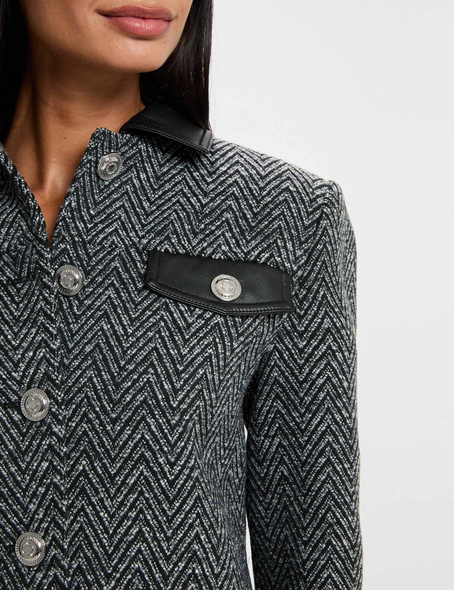 Veste tweed droite noir femme