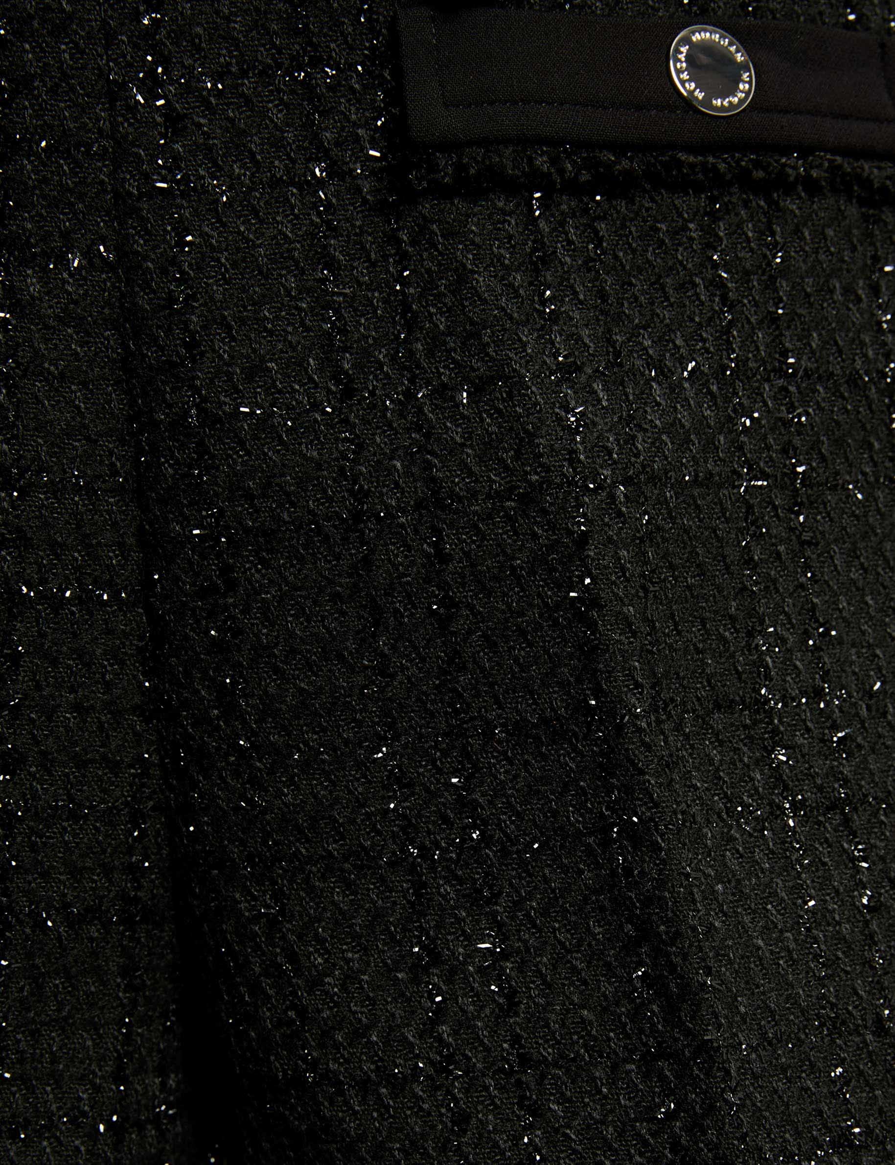 short ajuste tweed noir femme null