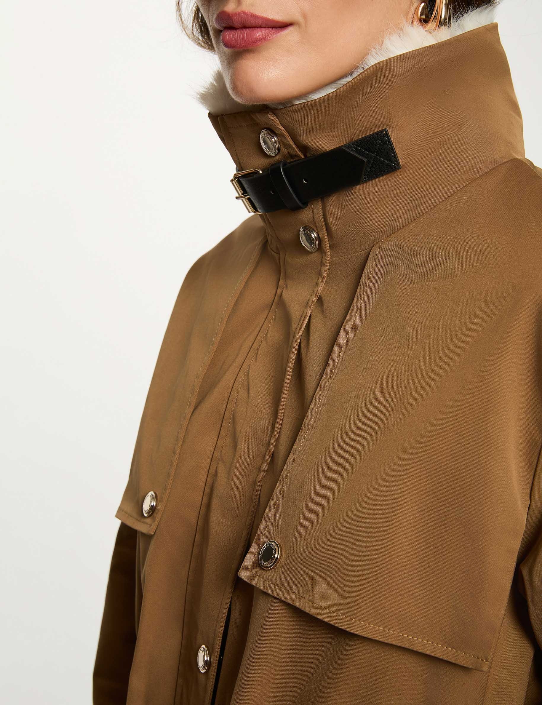 Parka longue ajustable camel femme