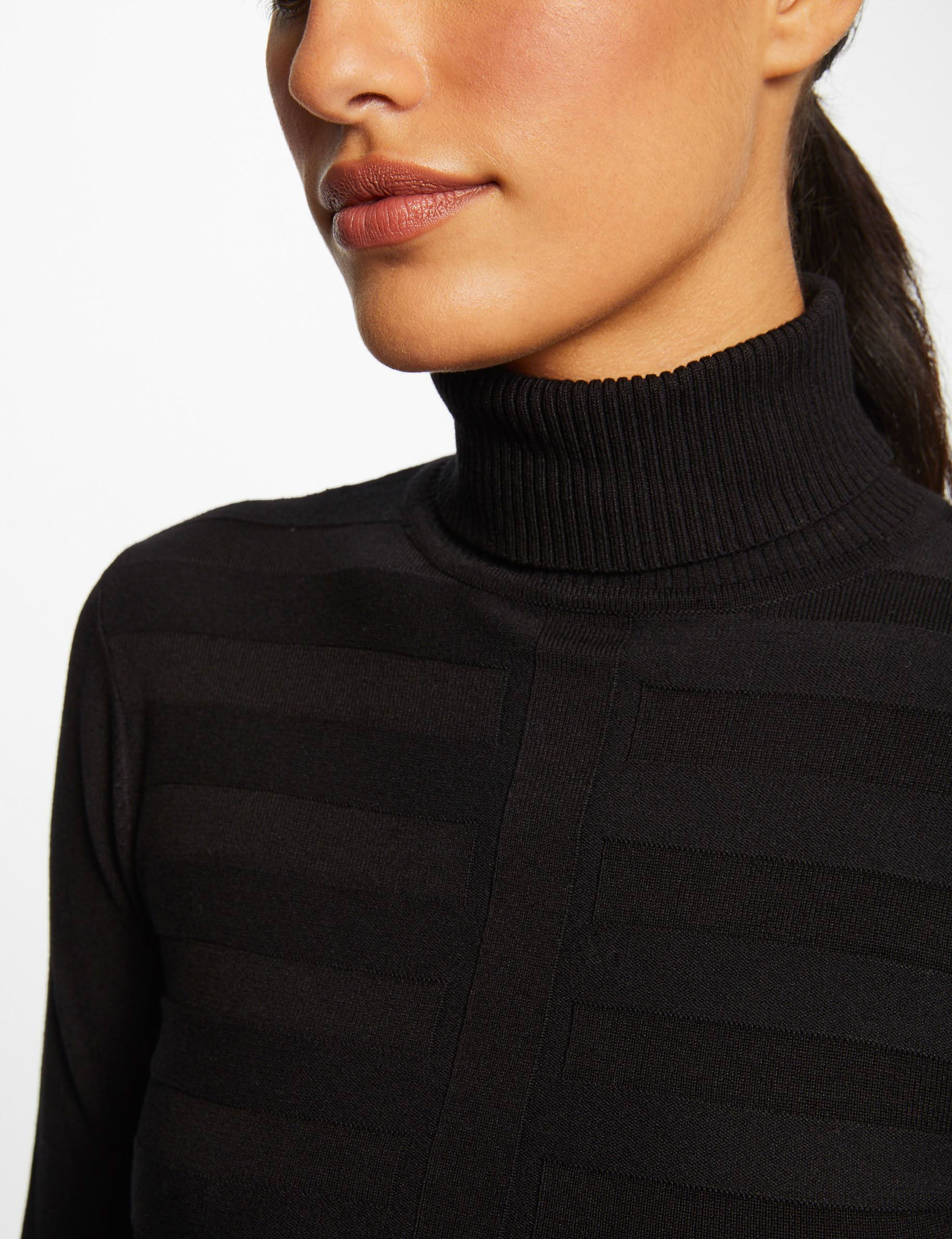 Pull manches longues col roule noir femme