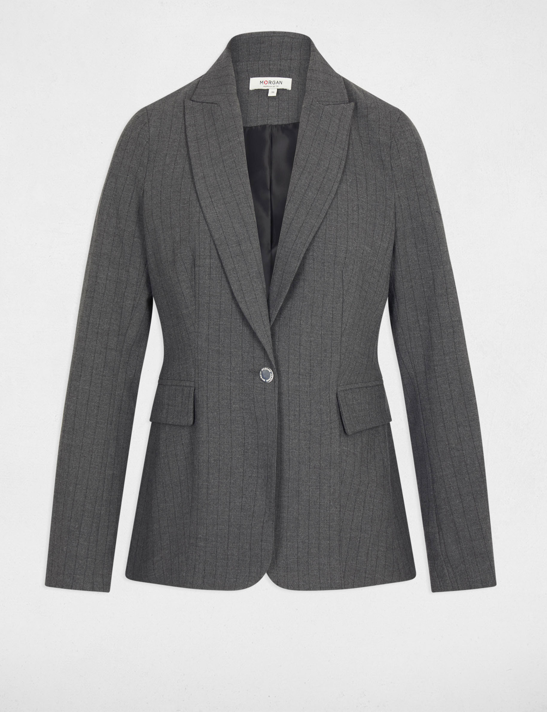 Blazer ajusté rayé gris moyen femme