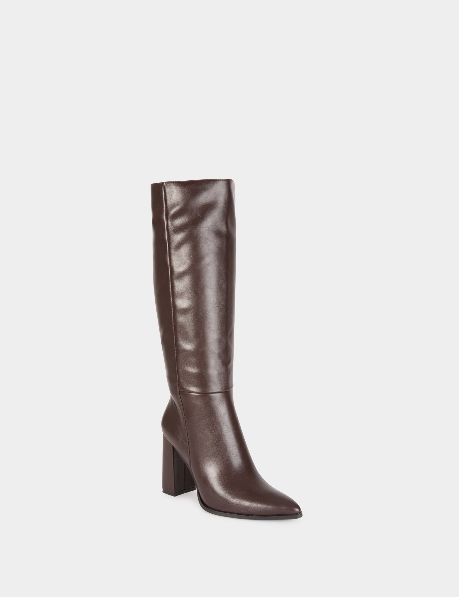 bottes a talons et bouts pointus marron fonce femme Bottes à talons et bouts pointus marron foncé femme