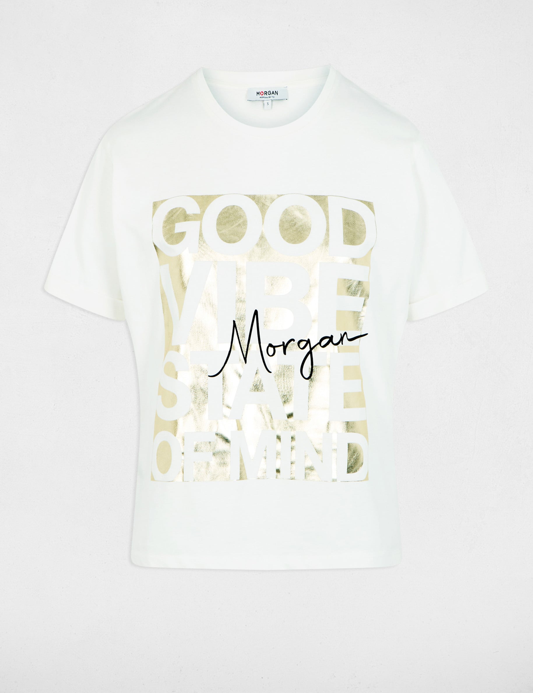 T-shirt col rond blanc femme
