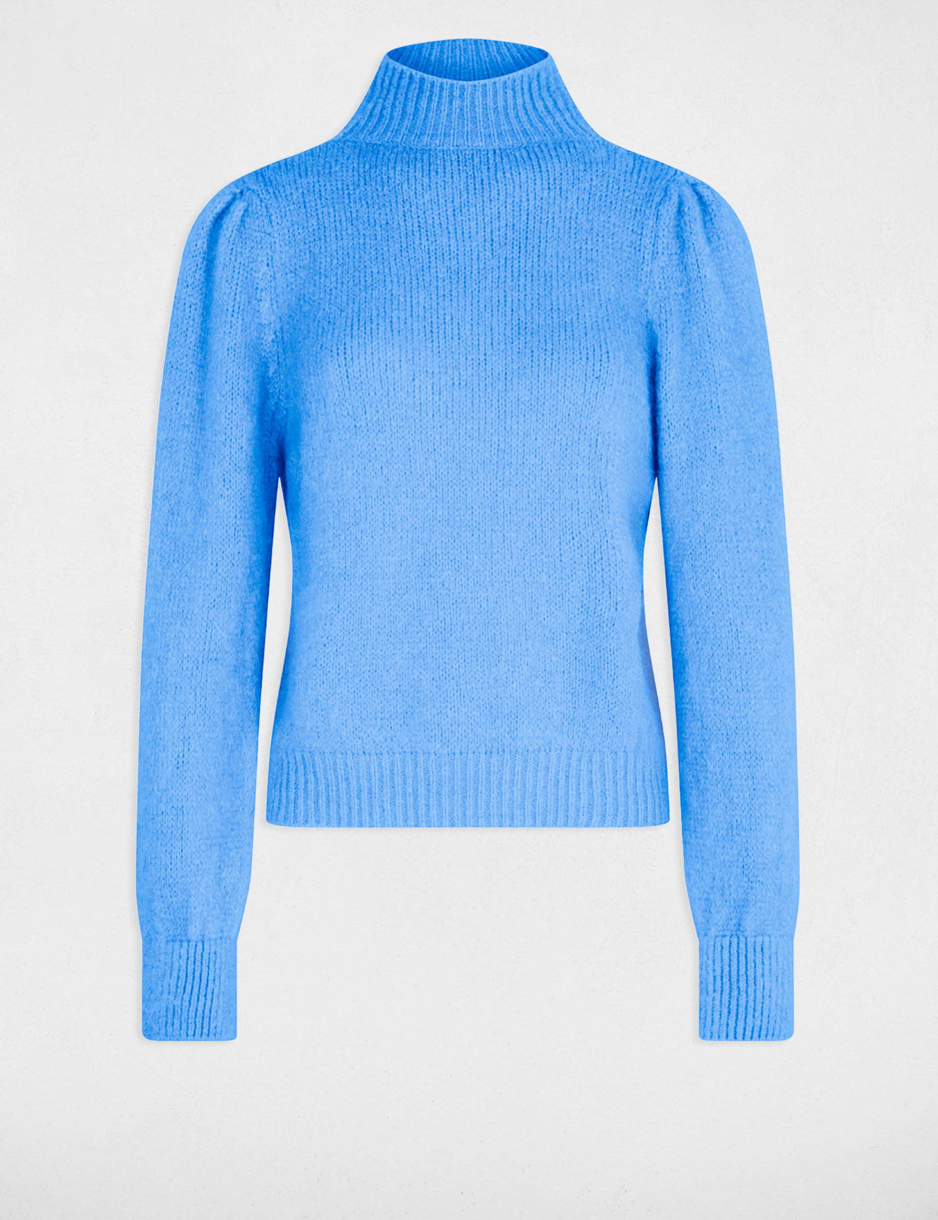 Pull col montant bleu femme