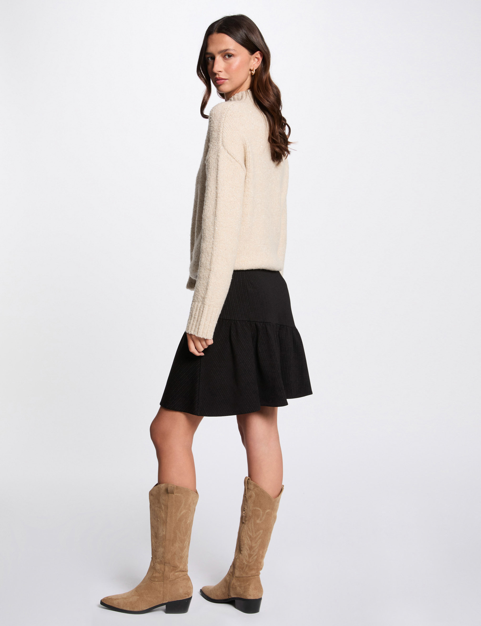 jupe courte rayee noir femme Jupe courte rayée noir femme