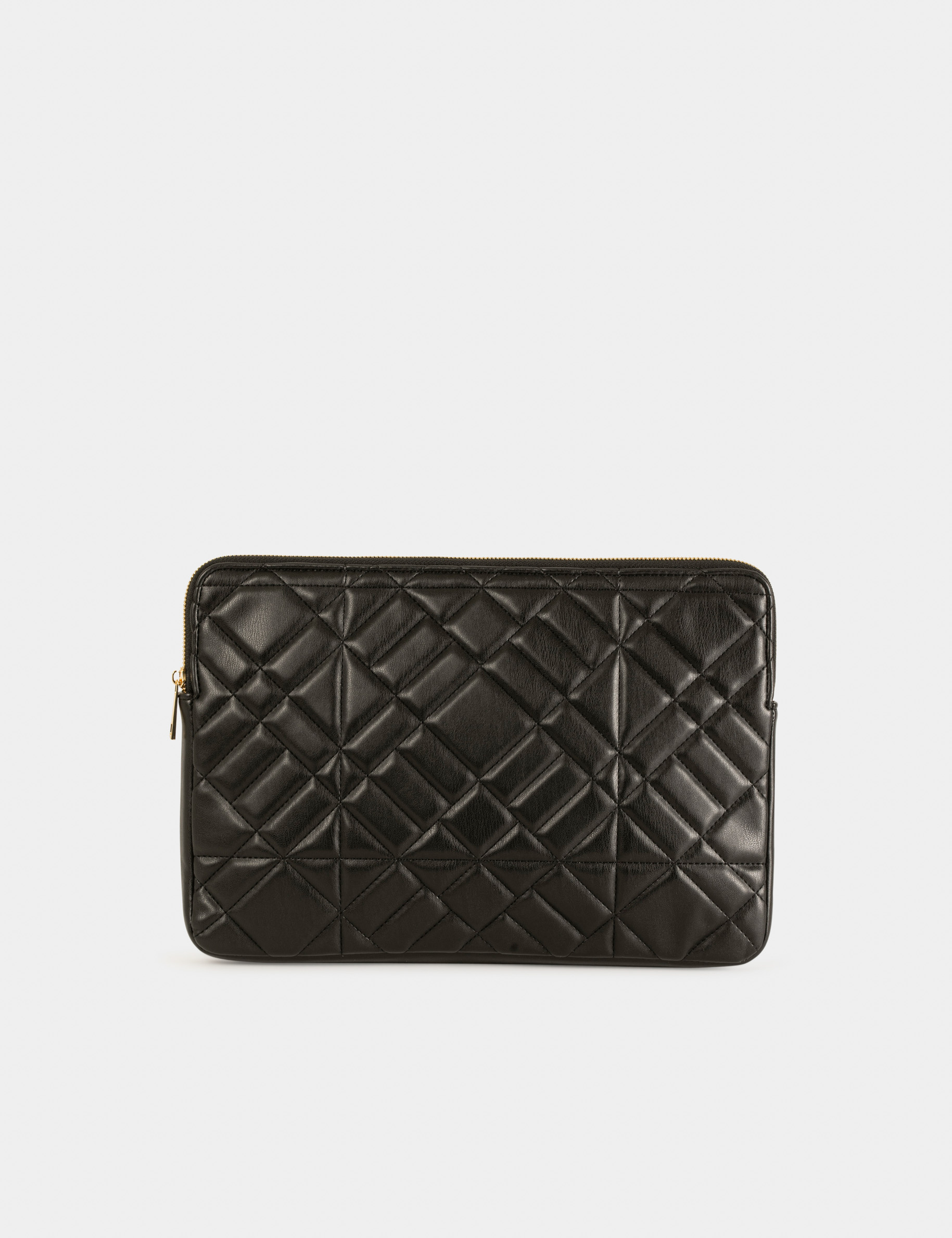 Pochette ordinateur matelass&eacute;e noir femme