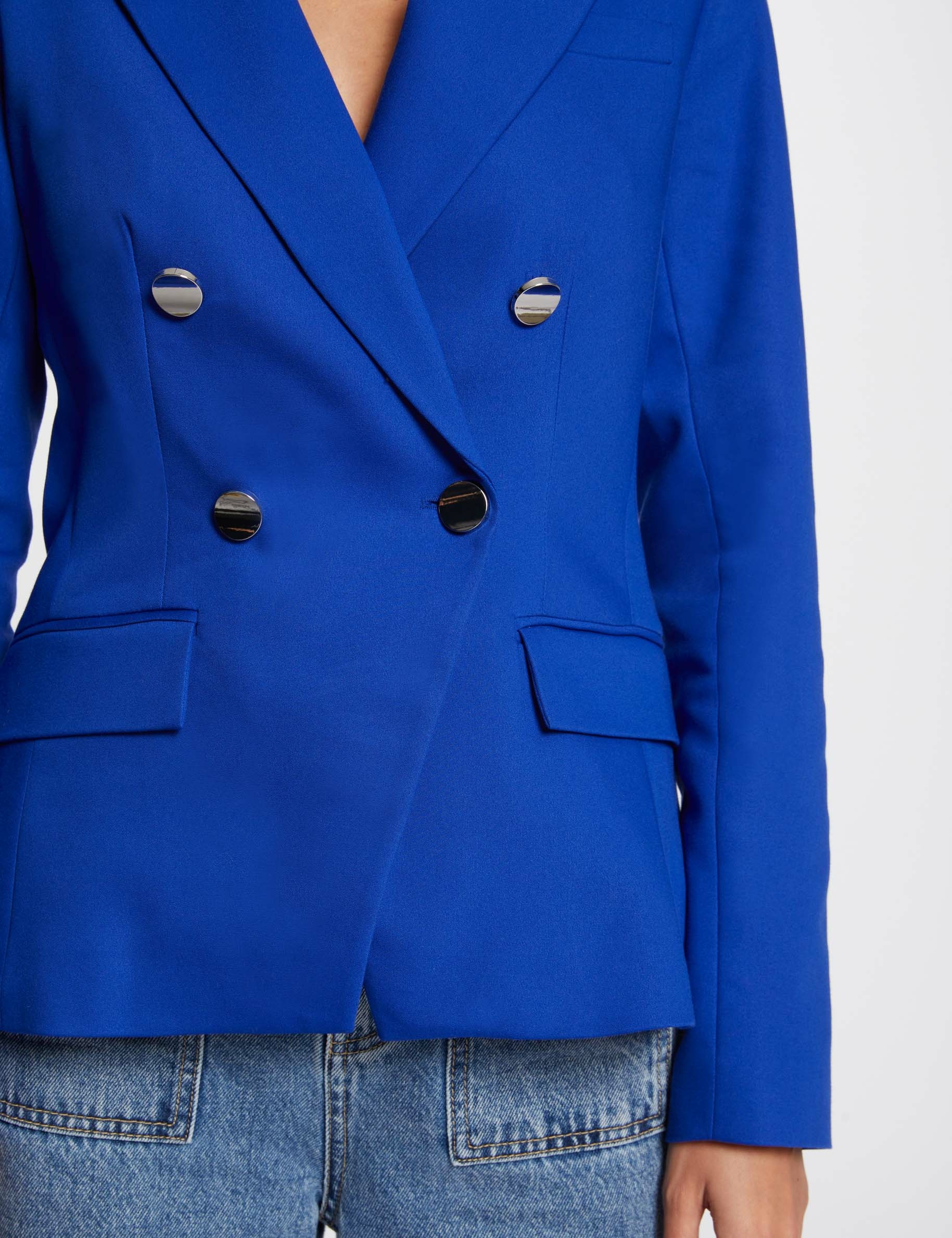 Blazer double boutonnage bleu electrique femme