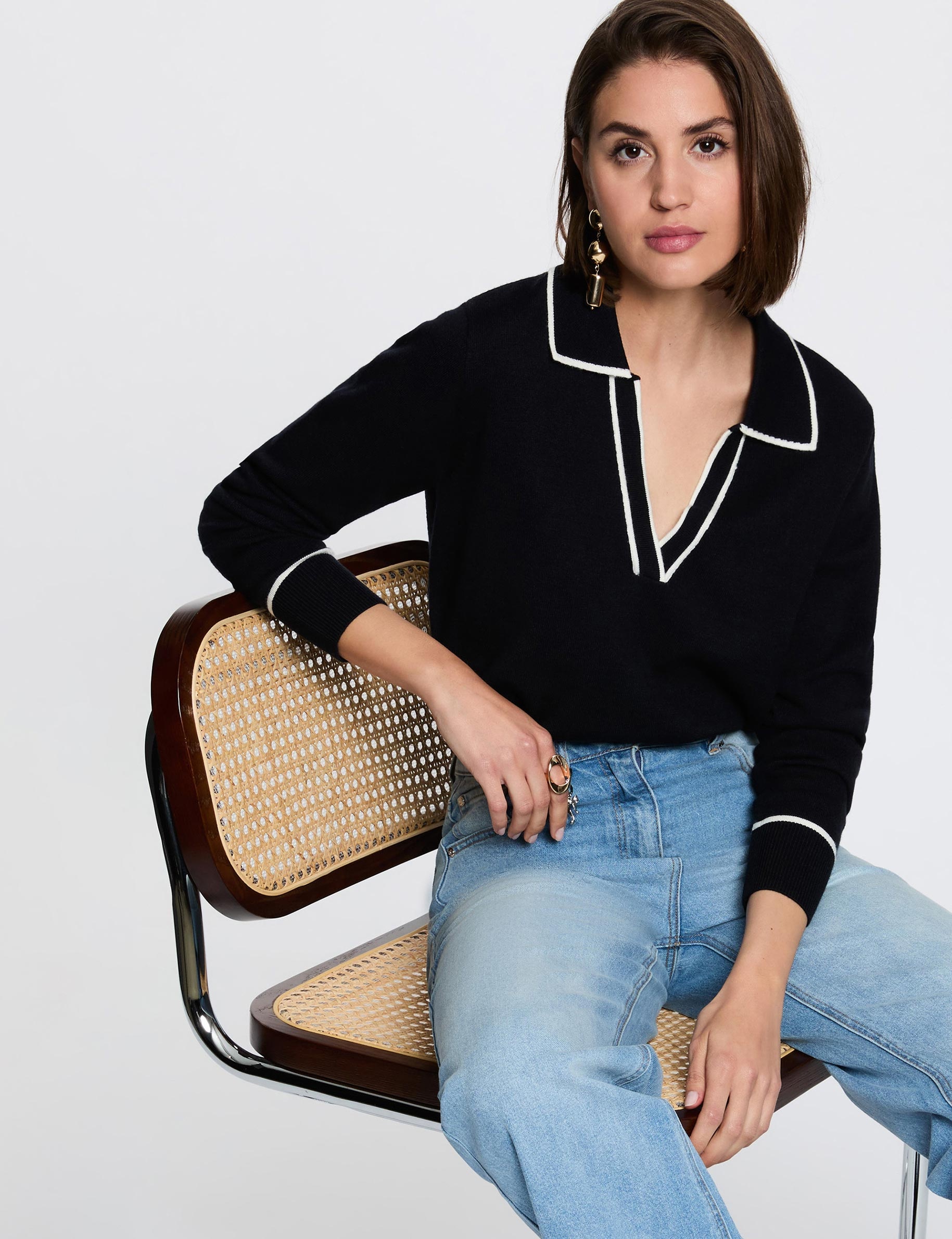 Trui met polokraag marineblauw vrouw