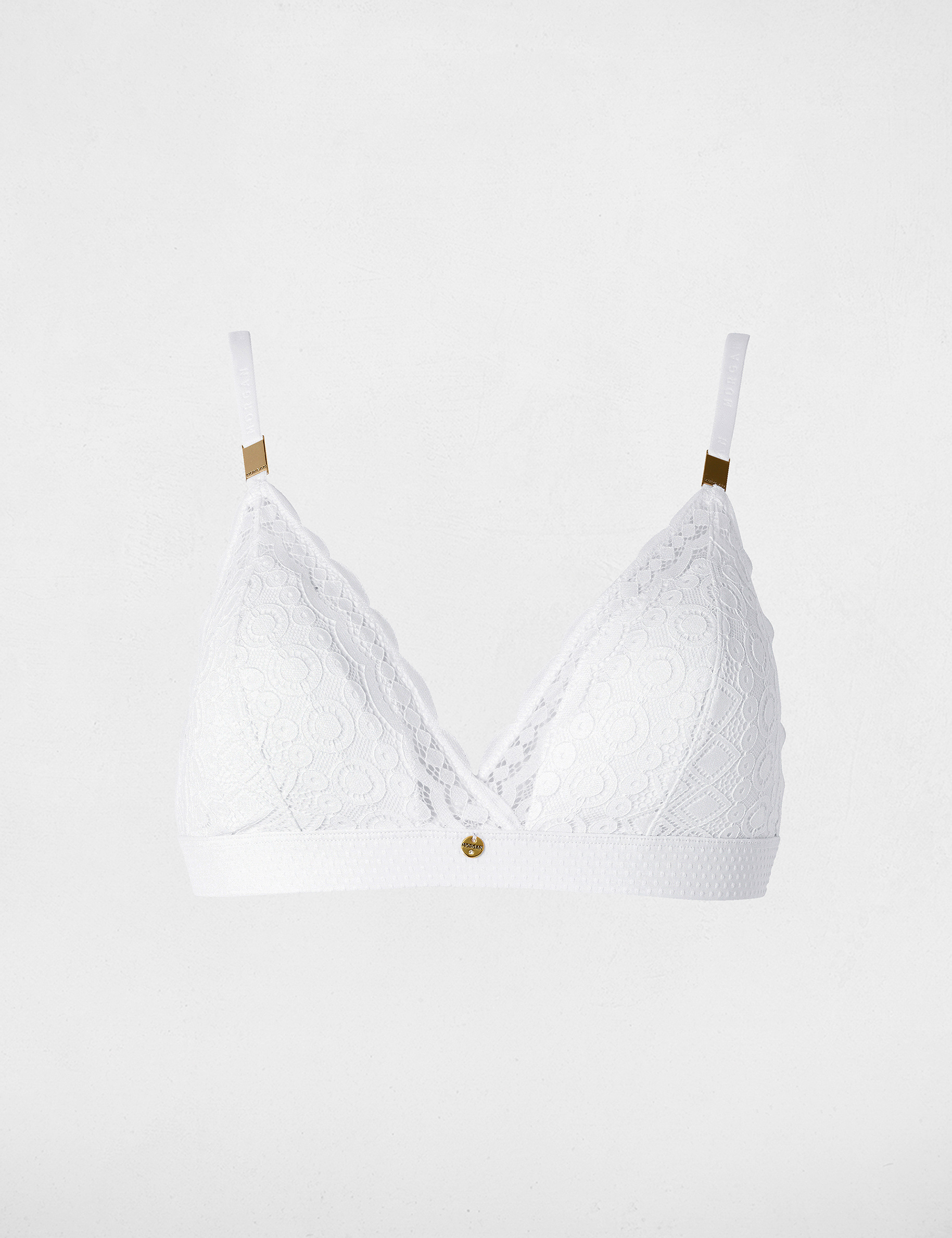 Soutien-gorge dentelle bretelles fines blanc femme