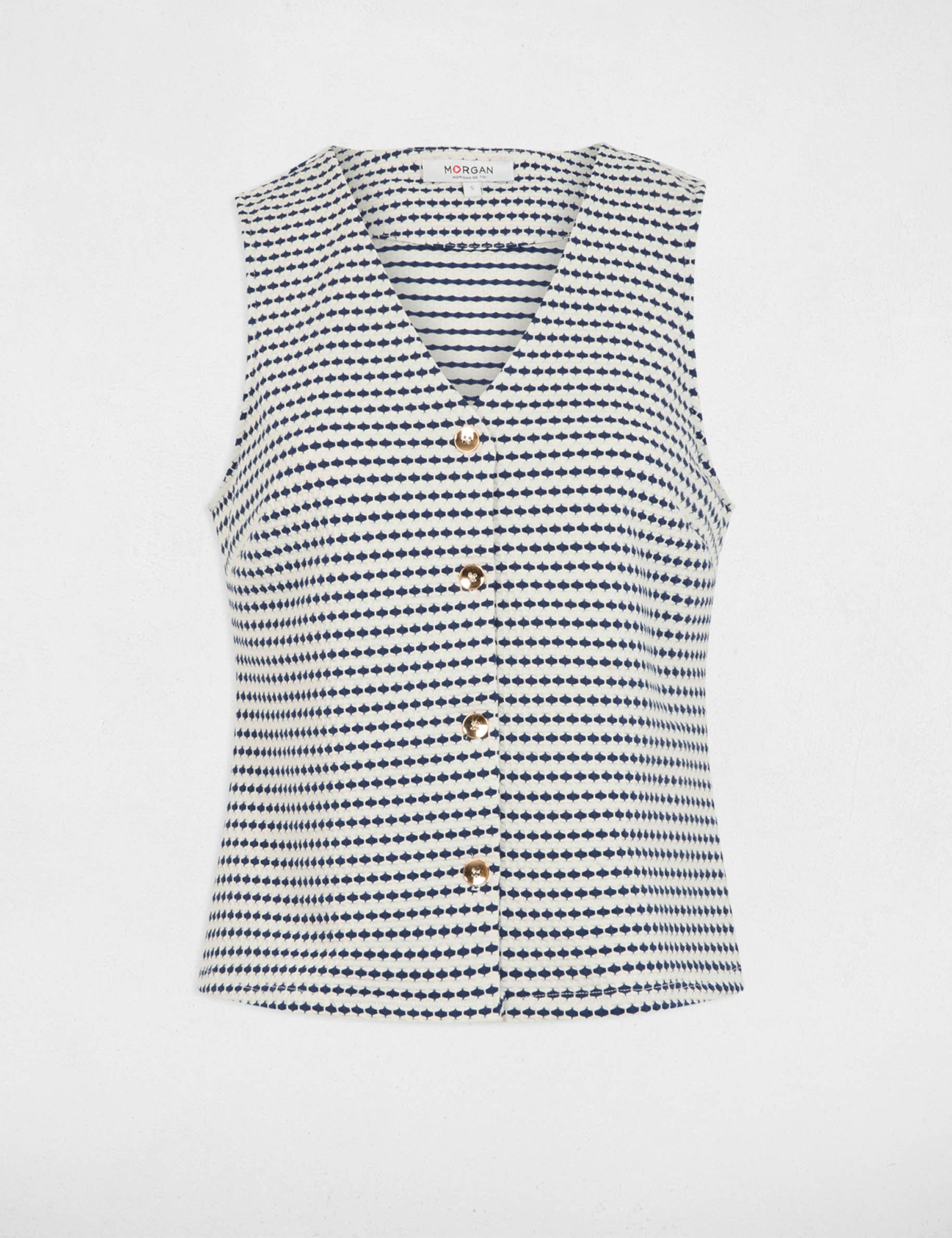 Veston sans manches imprimé bleu marine femme