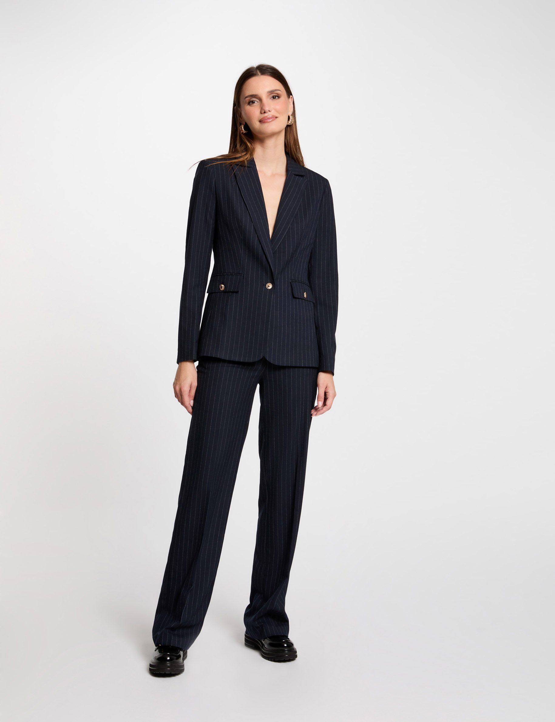 blazer a rayures bleu marine femme Blazer à rayures bleu marine femme