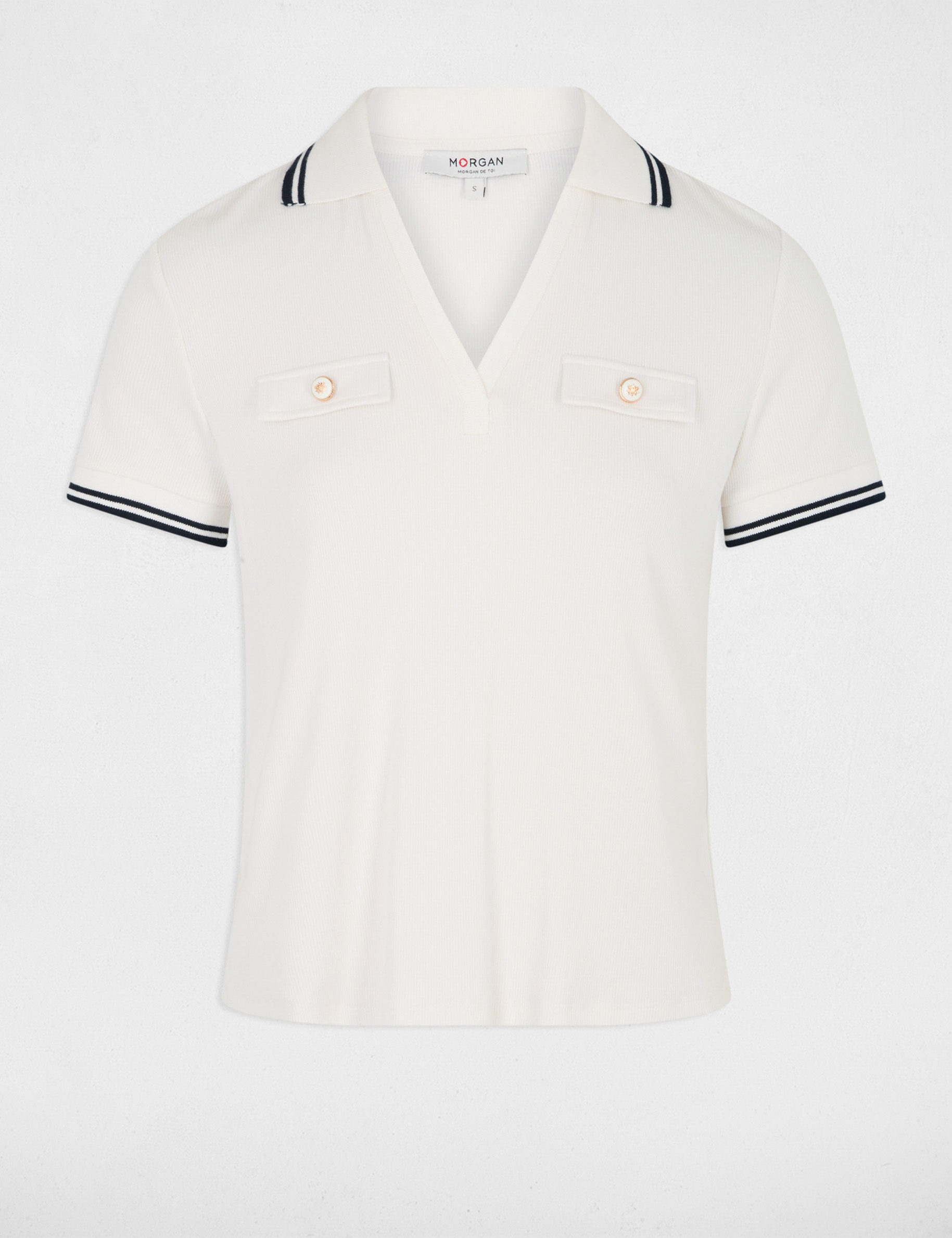 getailleerd poloshirt helder wit vrouw Getailleerd poloshirt helder wit vrouw