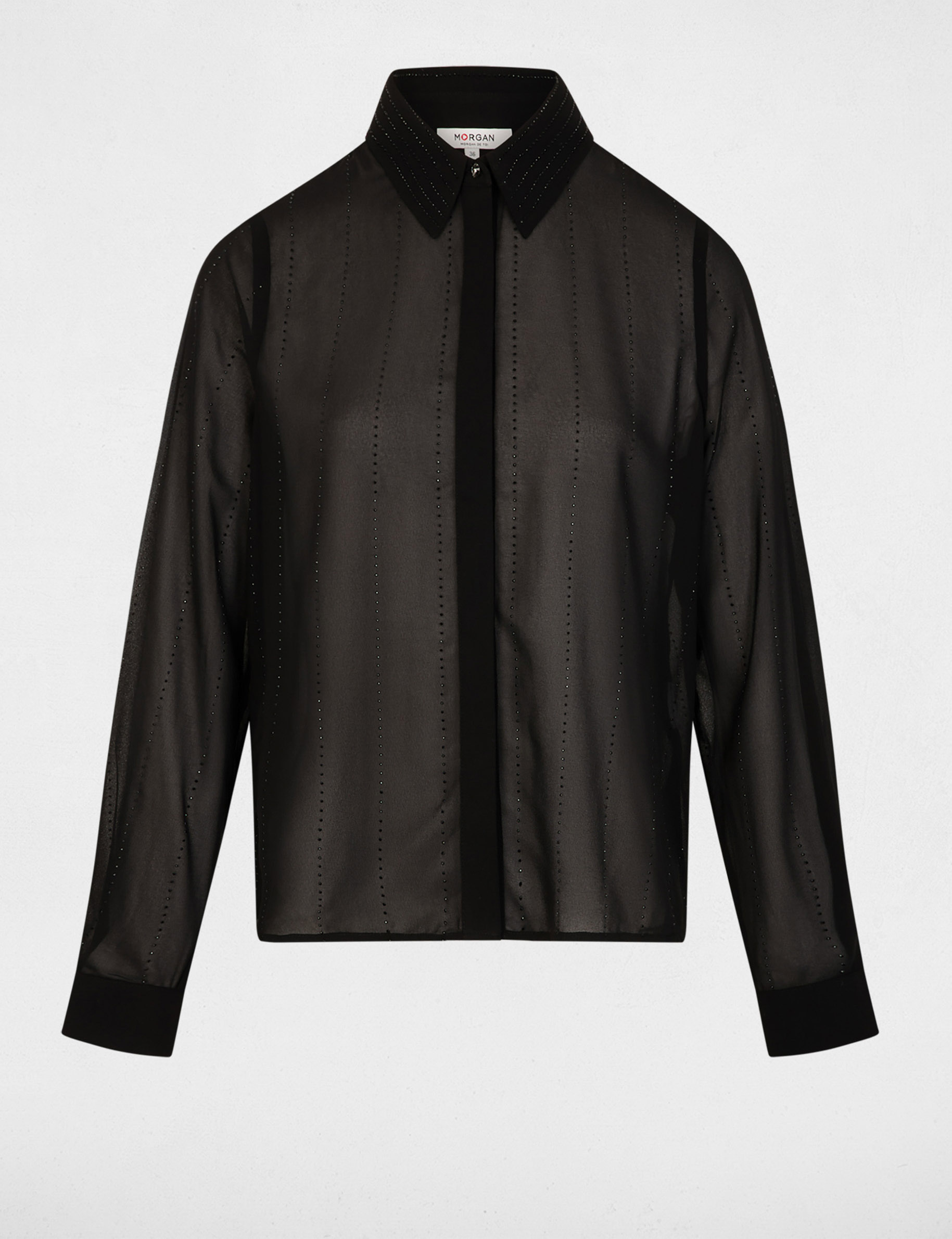 chemise droite strass noir femme zwart vrouw