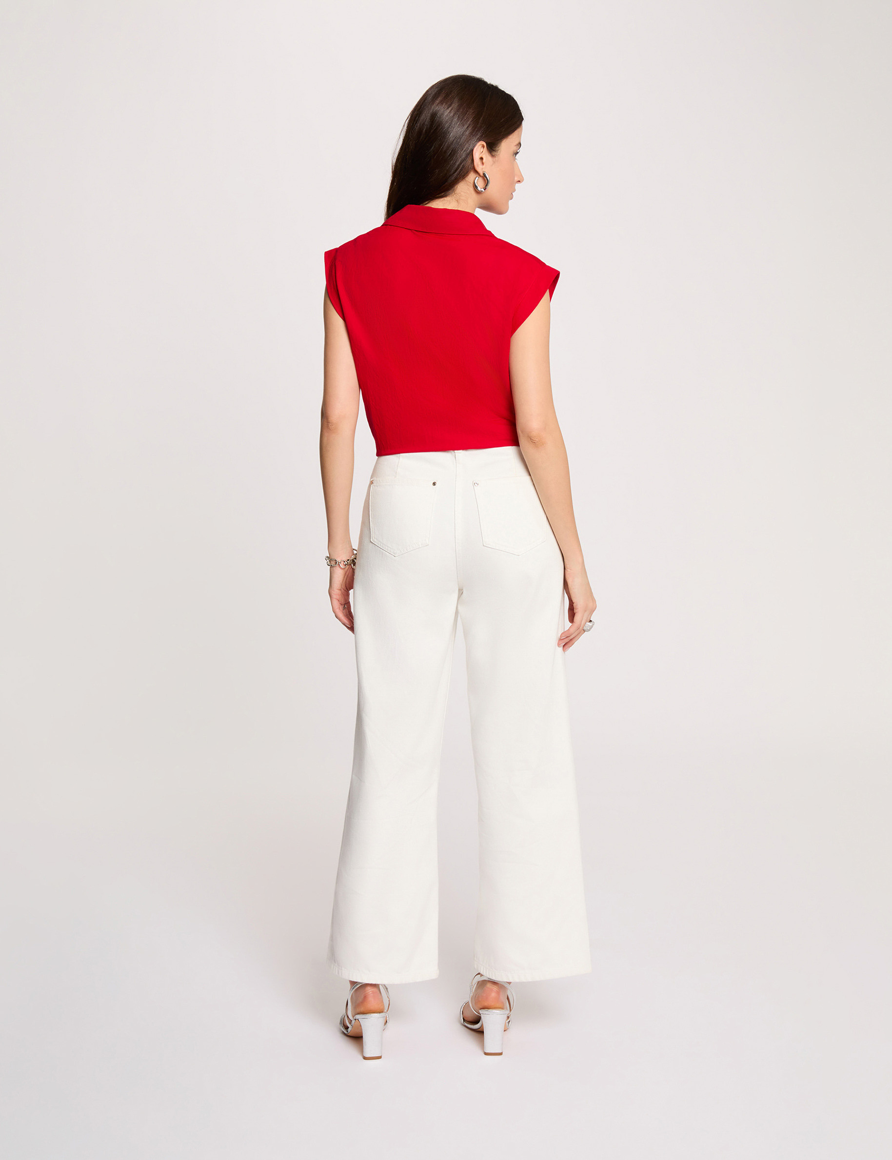 Mouwloze blouse rood vrouw