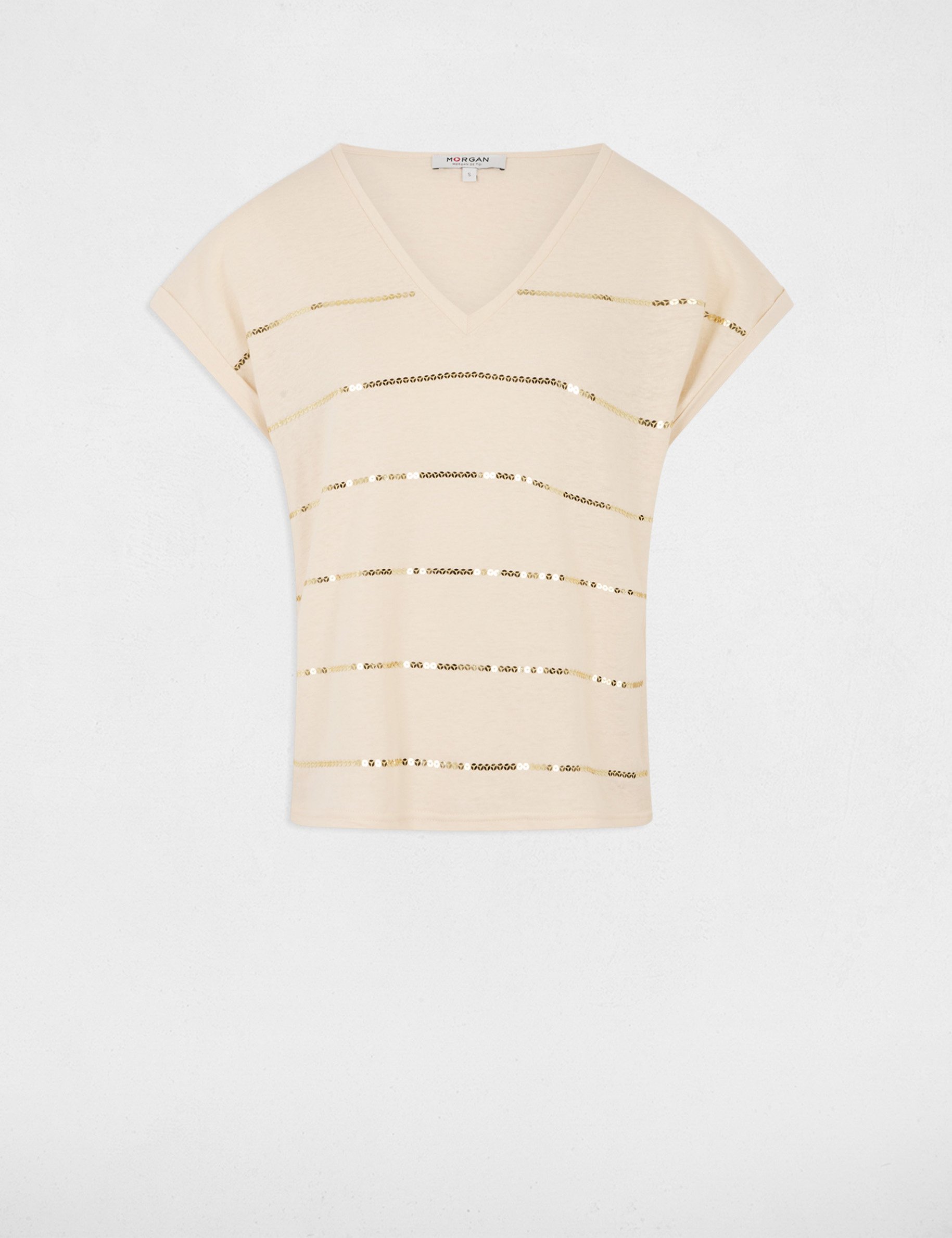 t shirt manches courtes creme femme T-shirt manches courtes creme femme