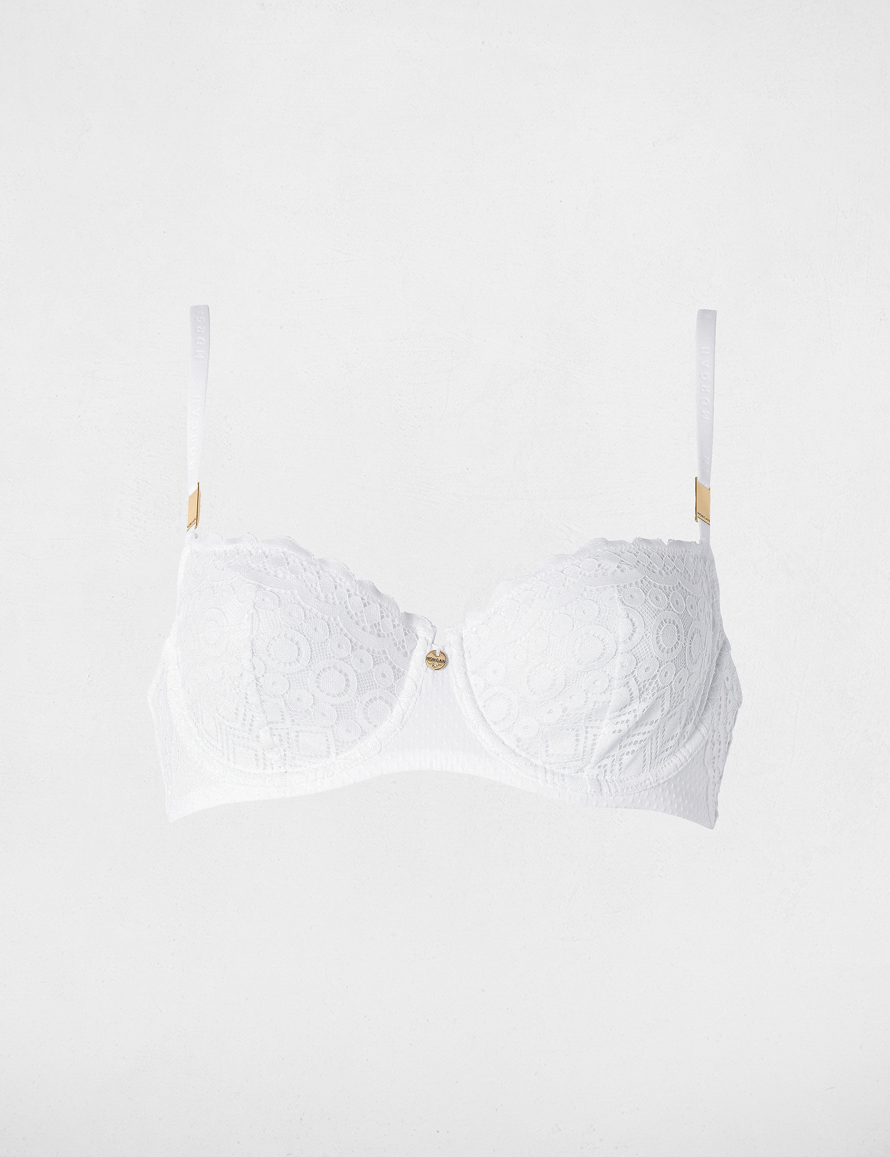 Soutien-gorge dentelle bretelles fines blanc femme