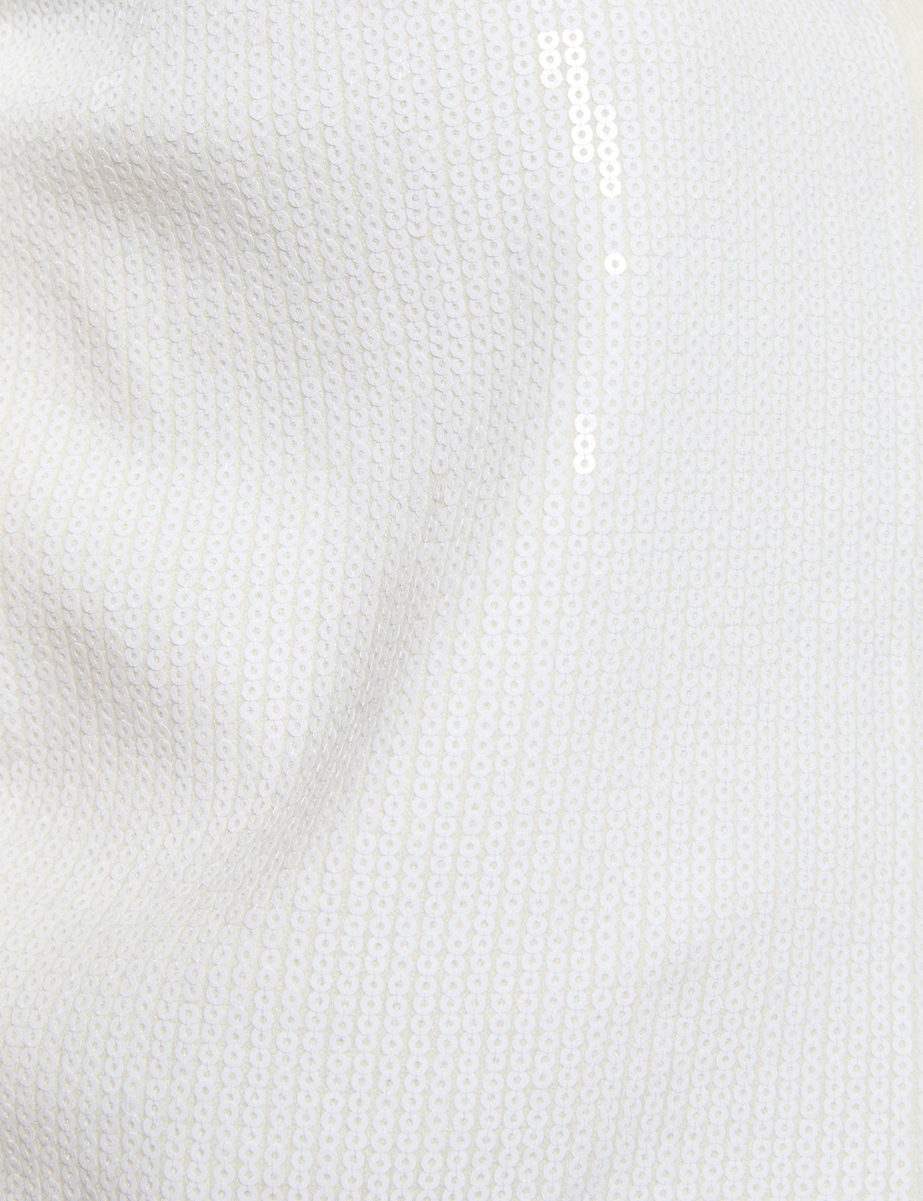 Vest met ronde hals en pailletten helder wit vrouw