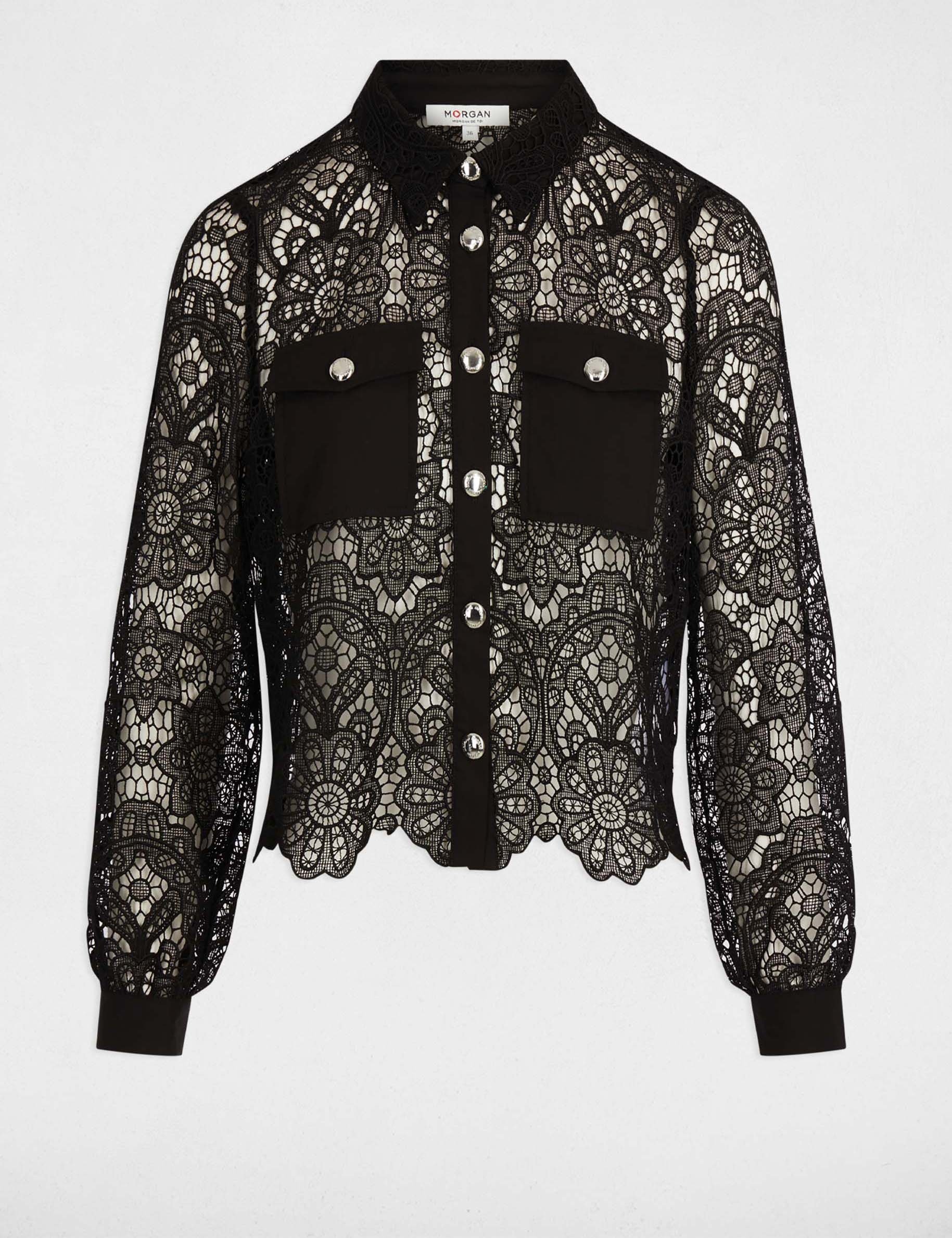 Overhemd met lange mouwen zwart vrouw