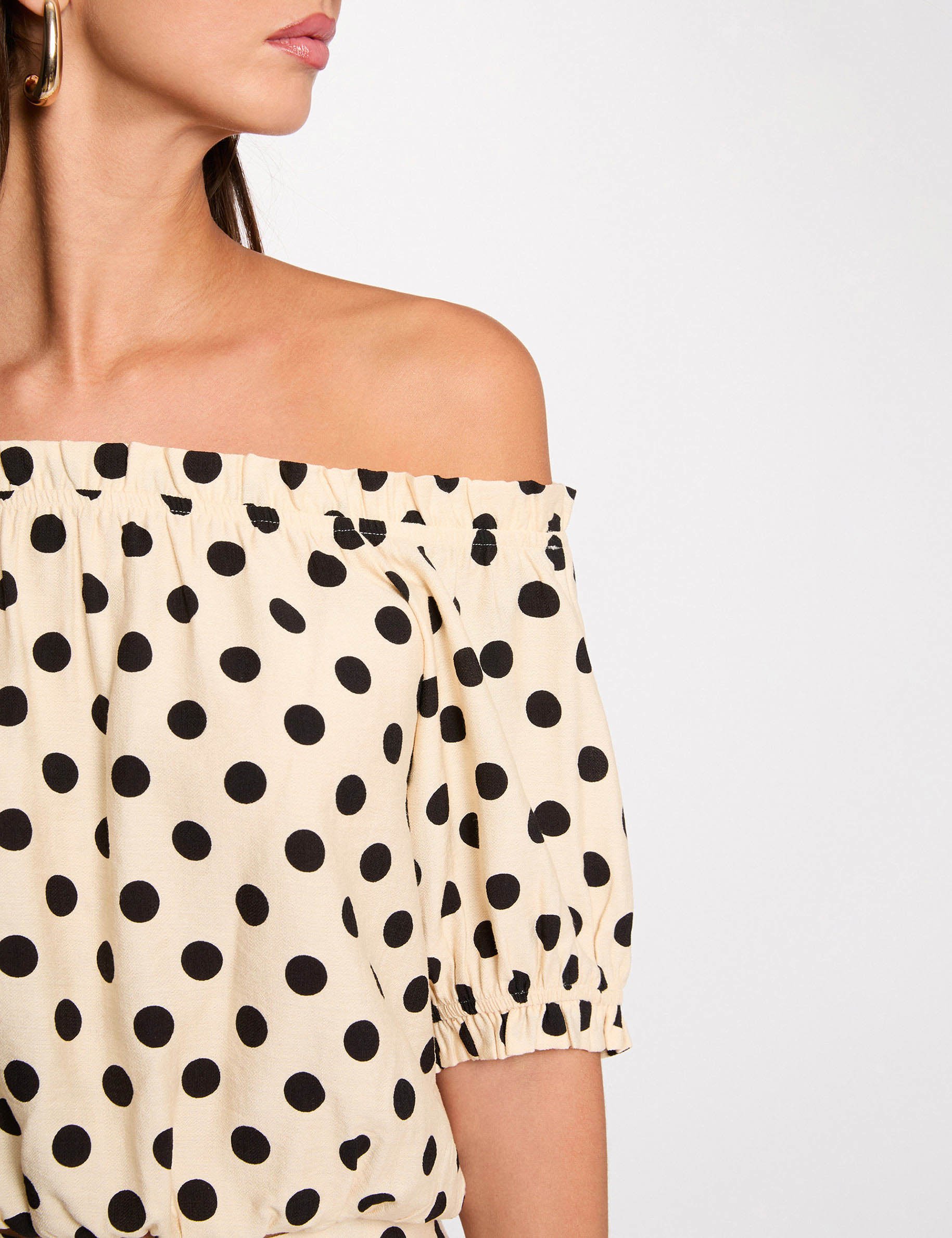 Vloeiende bardot-top meerkleurig vrouw