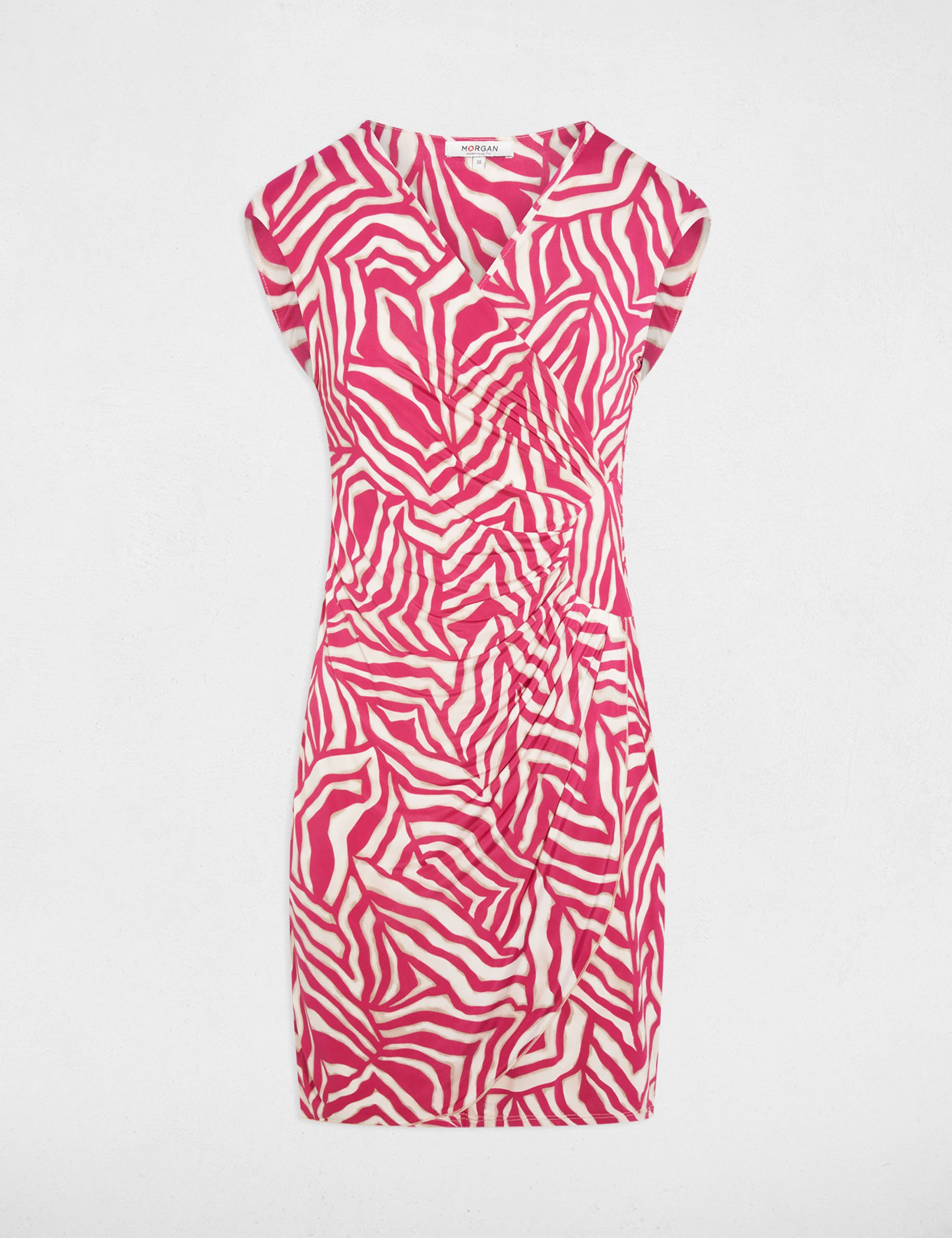 Robe courte col v multicolore femme