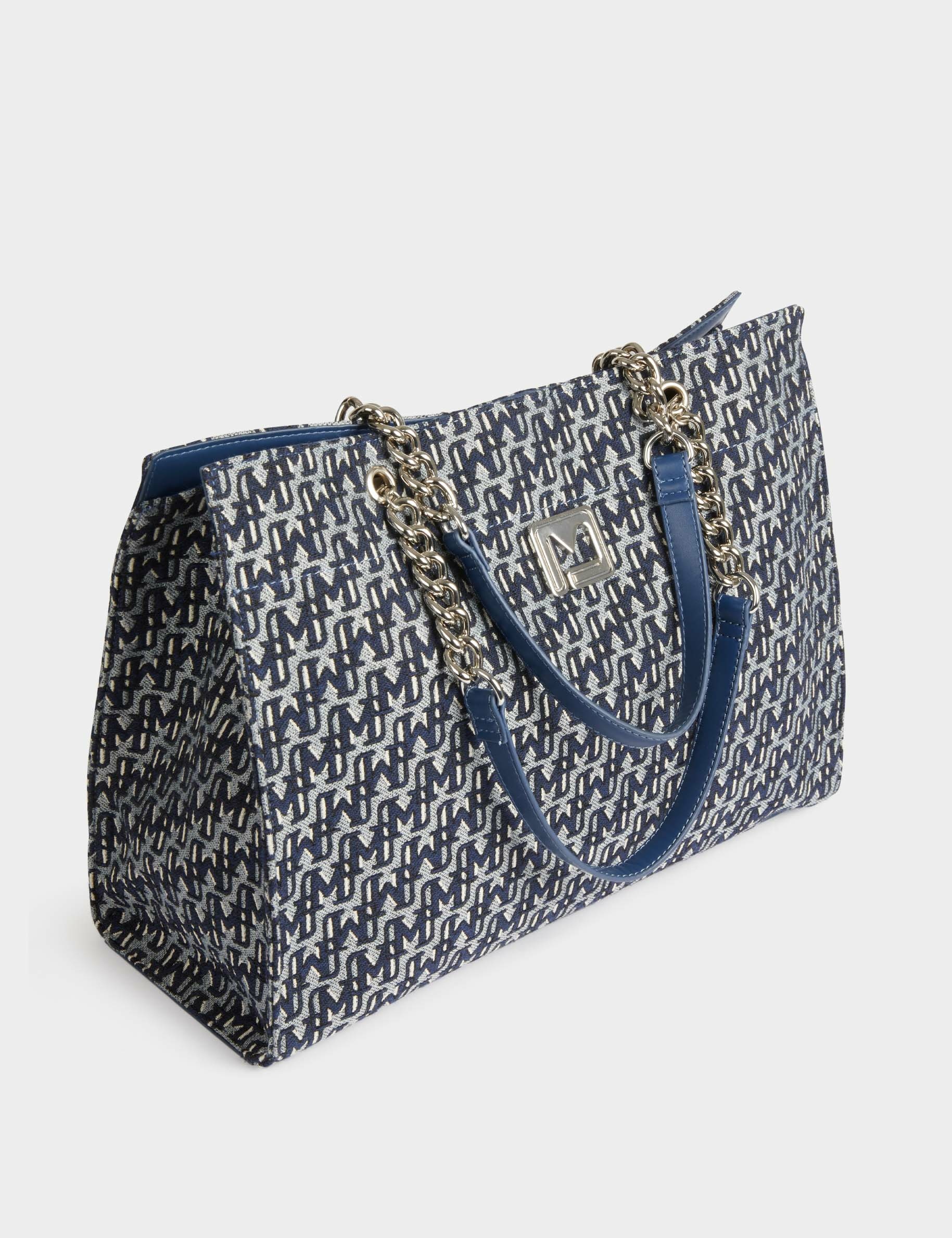 sac cabas imprime monogramme denim stone femme Sac cabas imprimé monogramme denim stone femme