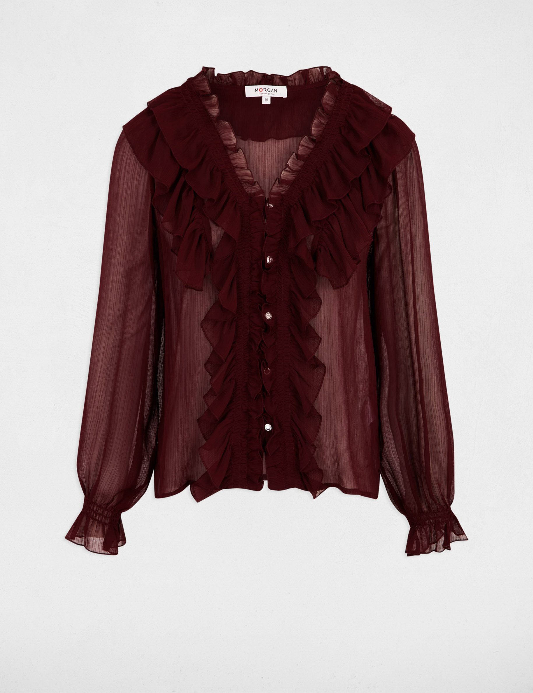 Chemise fluide col v prune femme