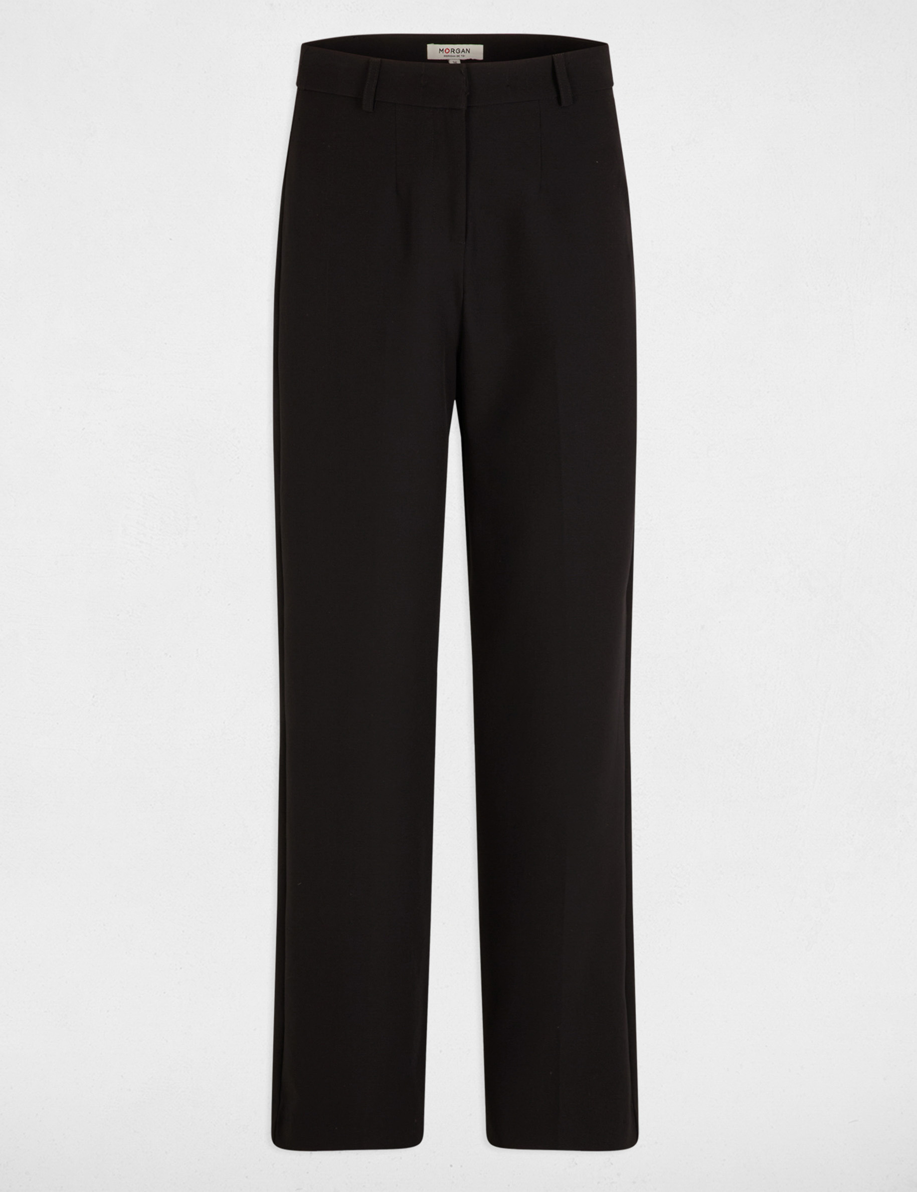 Rechte broek met plooitjes zwart vrouw