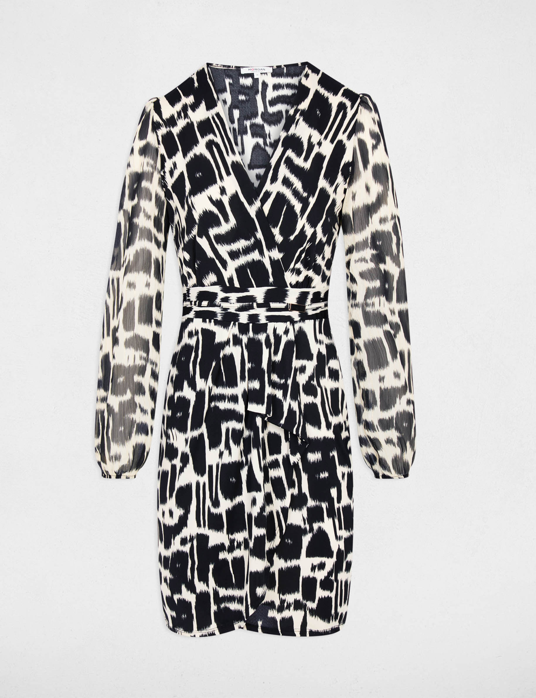Robe courte col v multicolore femme