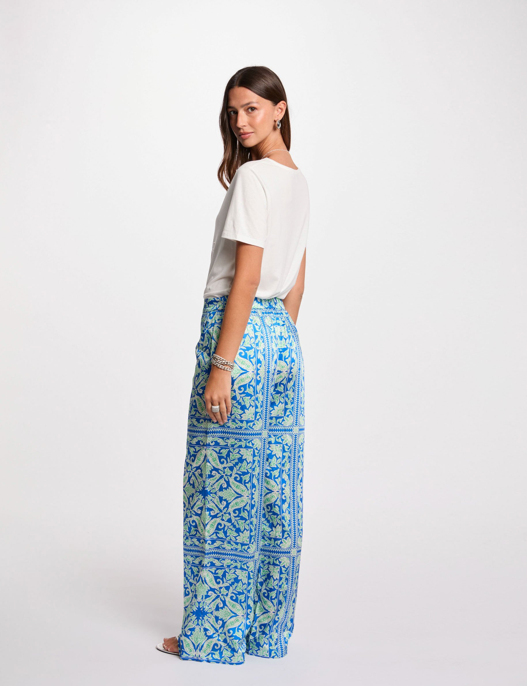 wijde broek met print meerkleurig vrouw Wijde broek met print meerkleurig vrouw