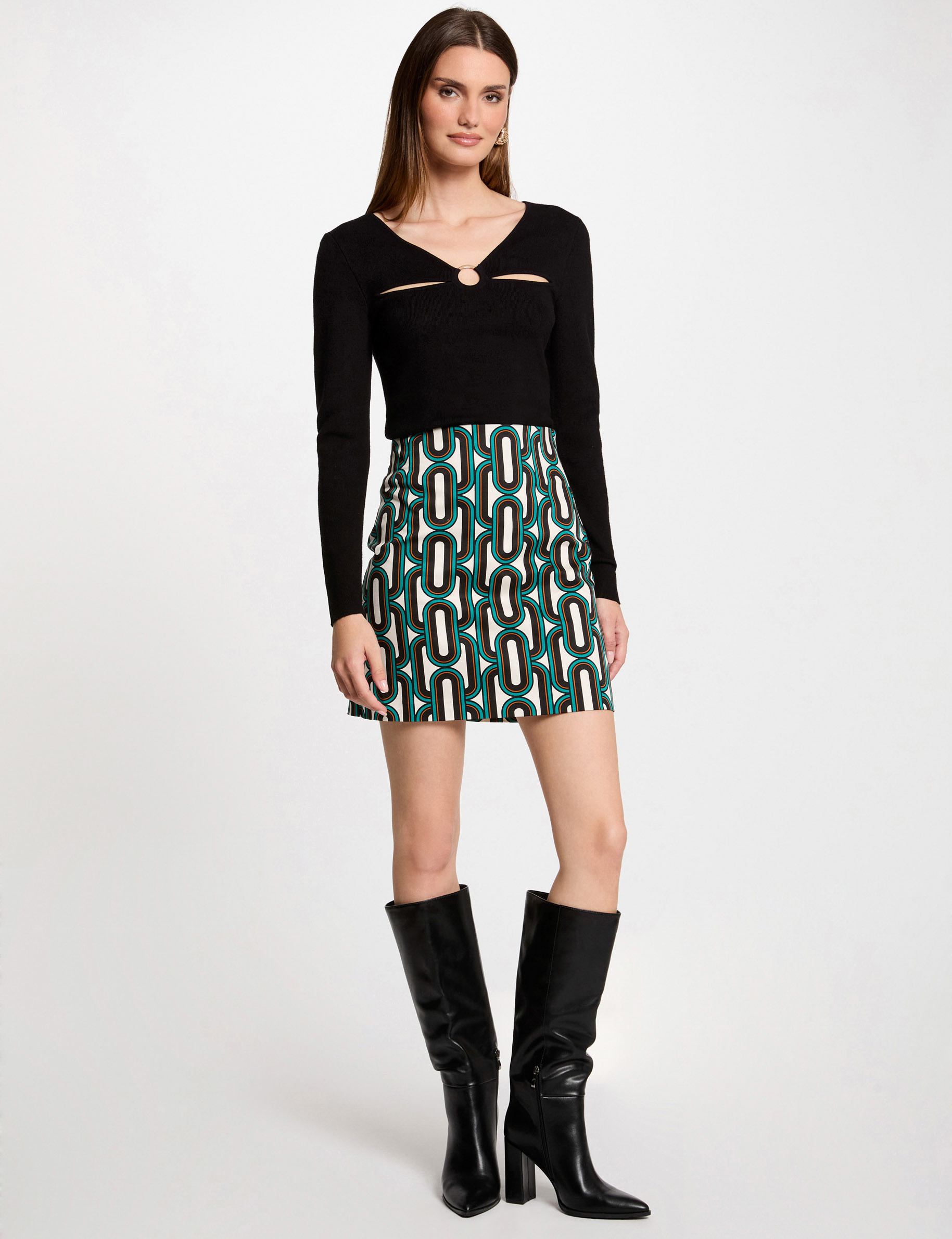 korte rok met print meerkleurig vrouw Korte rok met print meerkleurig vrouw